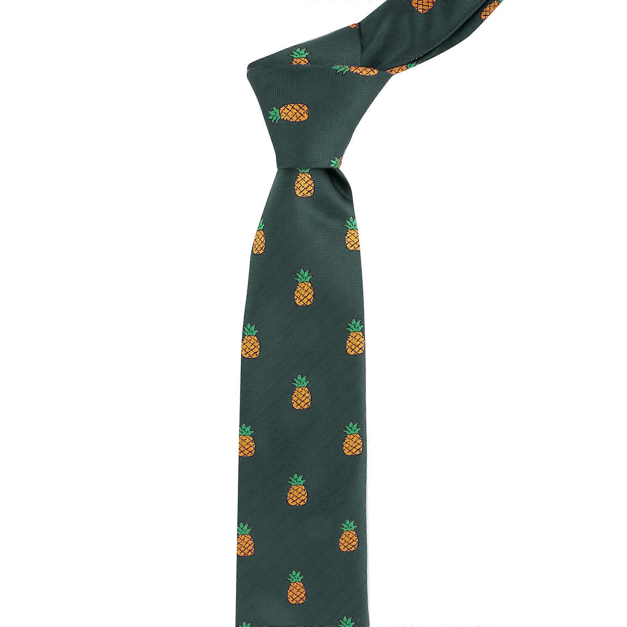 Dark Green Pineapple Herringbone Tie