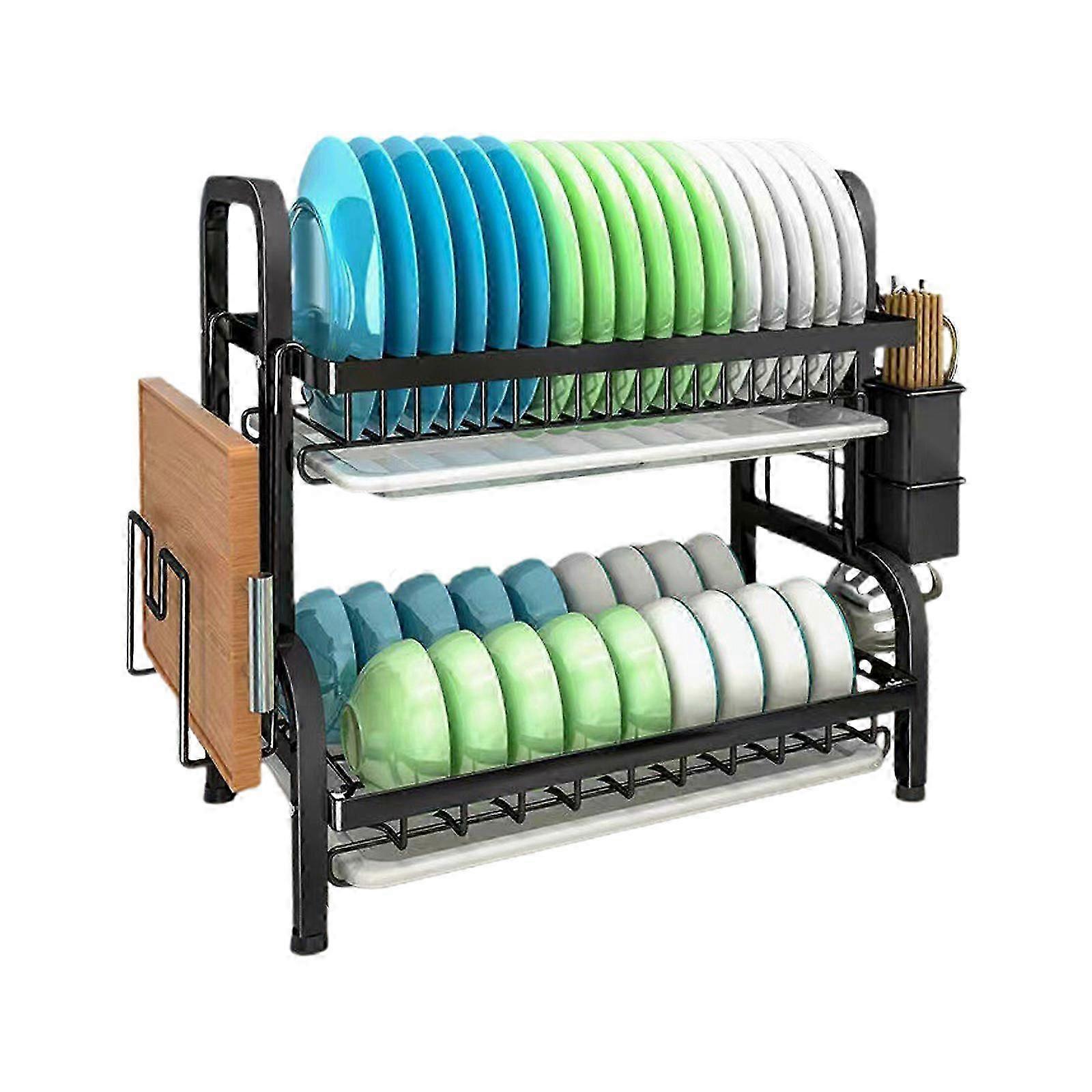 Double-Layer Dish Rack with Drainboard Carbon Steel 2025