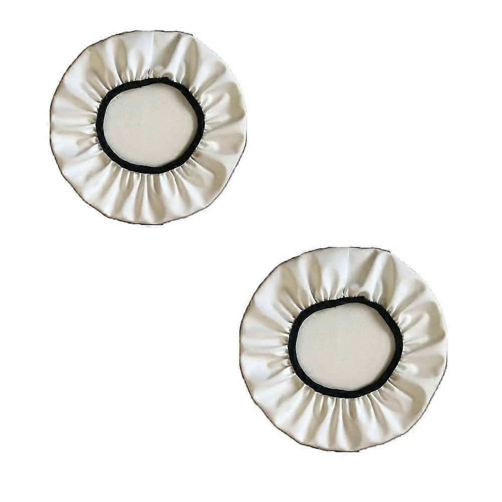 Round Stool Covers 2 Pieces Waterproof Elastic Band Wipeable White 33cm for Dining Chairs and Kitchen Stools