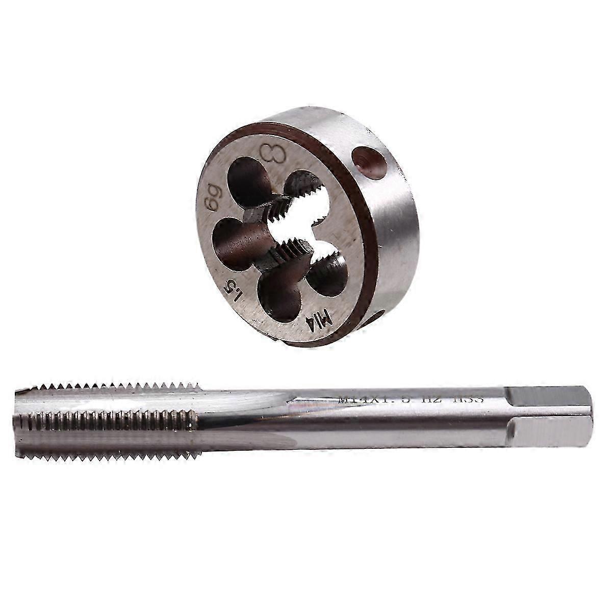 2Pcs High Speed Steel M14x1.5 Tap Die Set for Machine Tool Internal & External Thread Tapping