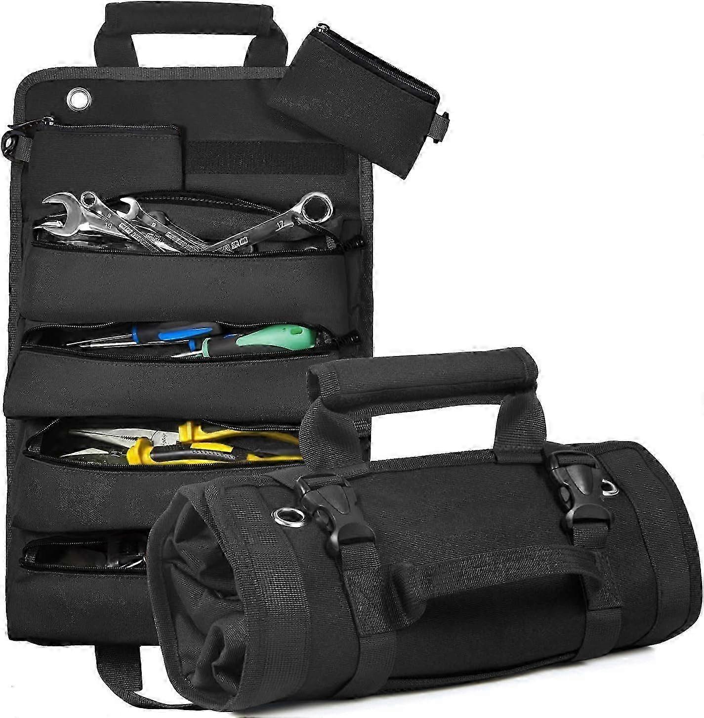 Roll-up small tool box, robust tool organizer for compact storage and easy access