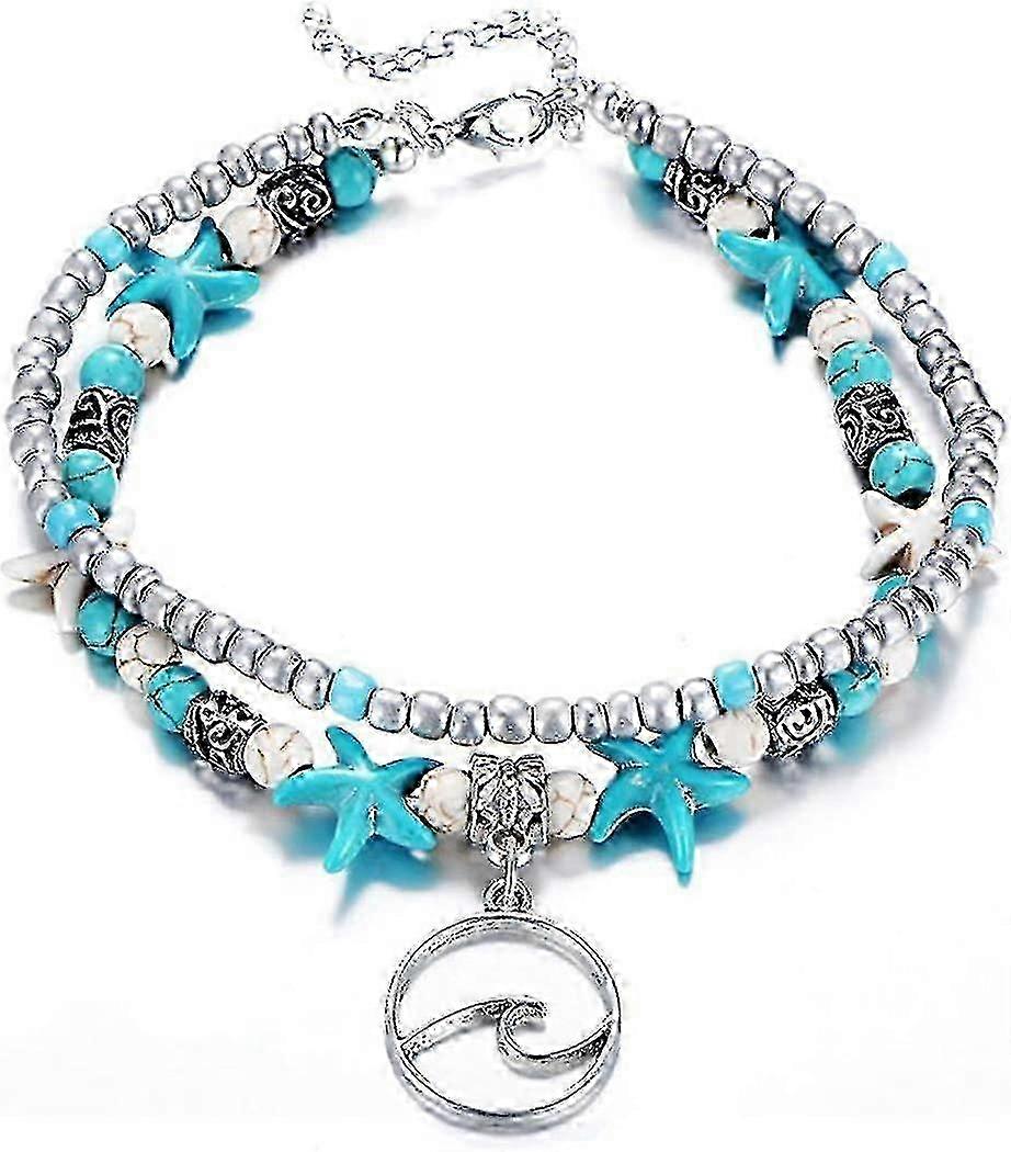 Juego de pulseras de tobillo con cuentas boho para mujer - Joyería de pie de playa hecha a mano