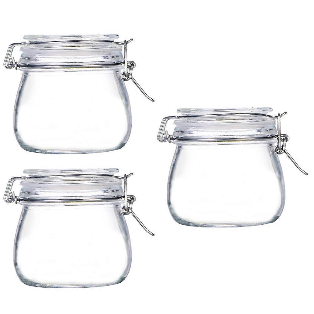 Borosilicate Glass Jars Tight Seal Food Storage Round Shape 3Pcs