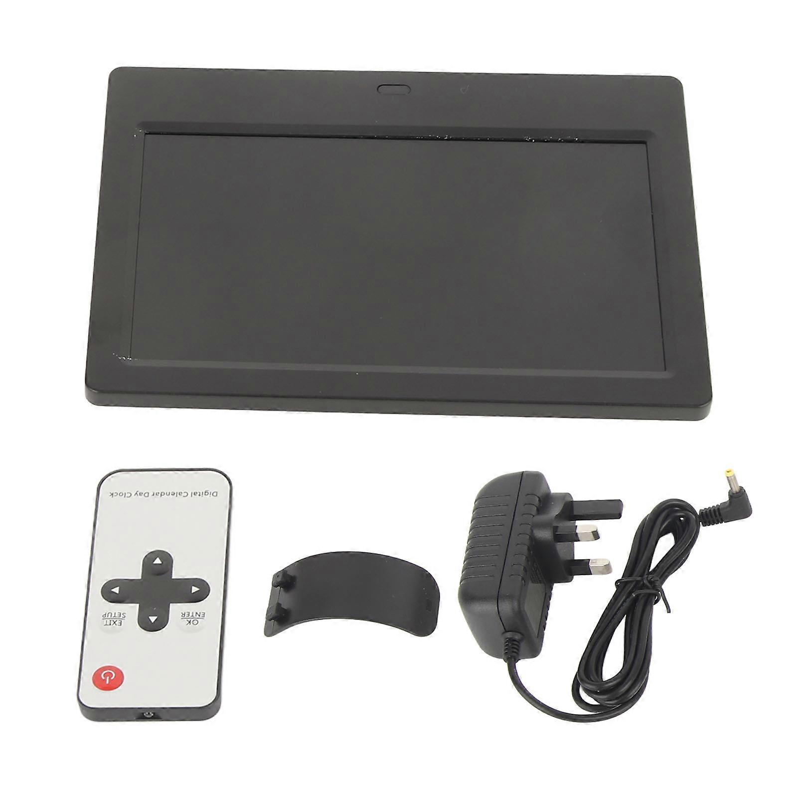 7" Black WiFi Alarm Clock: Remote, Weather Forecast, Elderly-Friendly, UK Plug