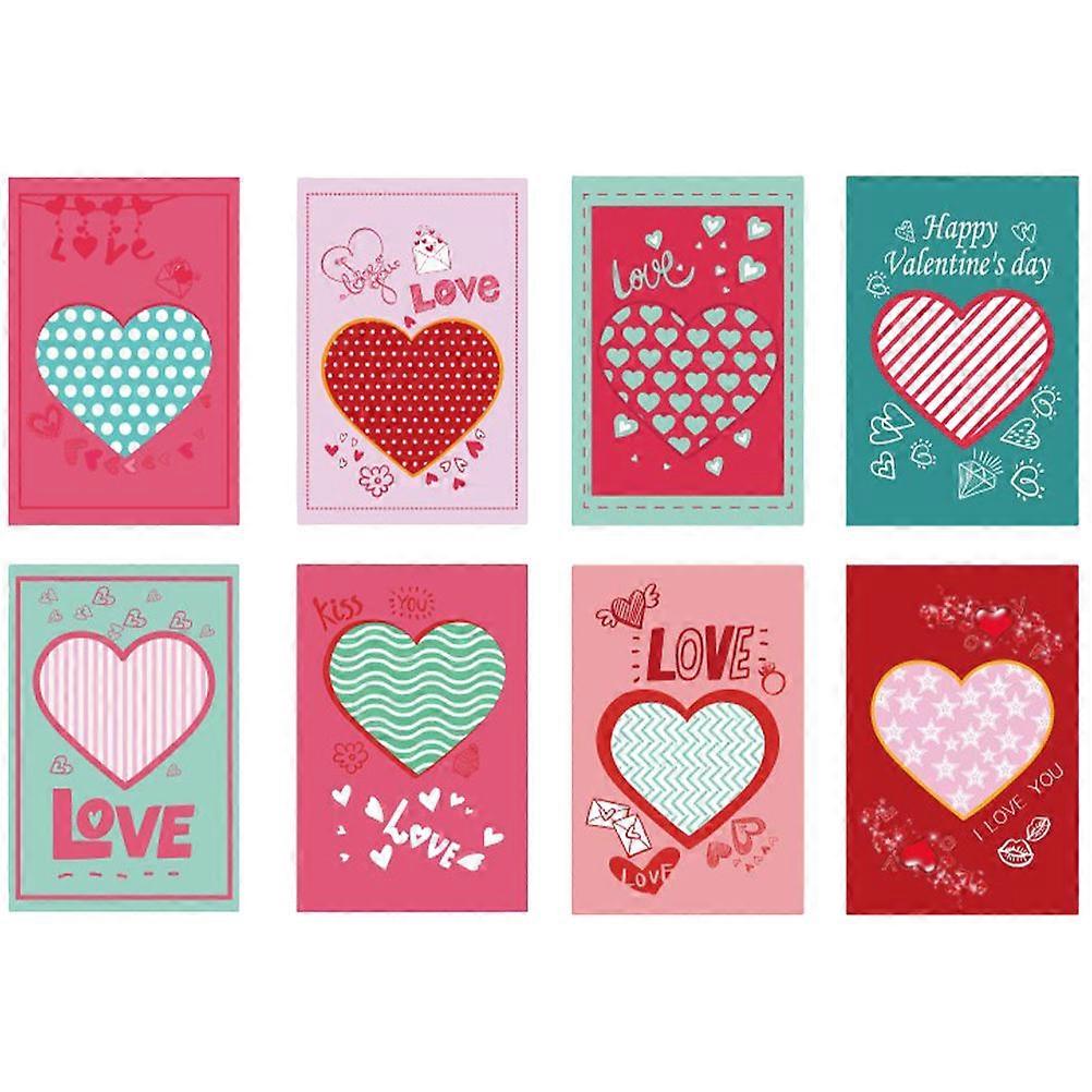 Valentines Day Heart Pattern Romantic present Greeting Valentine's Day Holiday Blessing Premium Paper Party Invitation 8Pcs/Package