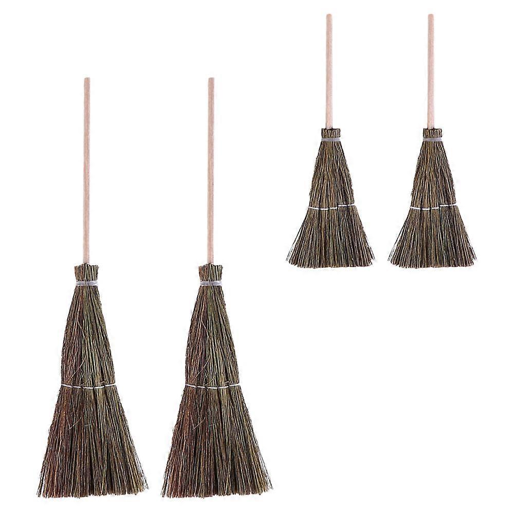 4pcs Handcrafted Mini Brooms for Dollhouse & Micro Landscape Decoration – Realistic Mini Cleaning Tools for Indoor Gardening and Desktop Display