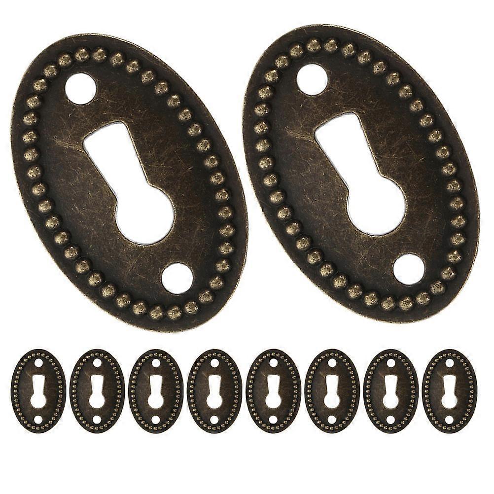 12pcs Vintage Oval Keyhole Covers Antique Keyhole Insert Plates Durable Decorative Hardware for Furniture Home Decor Frame Covers