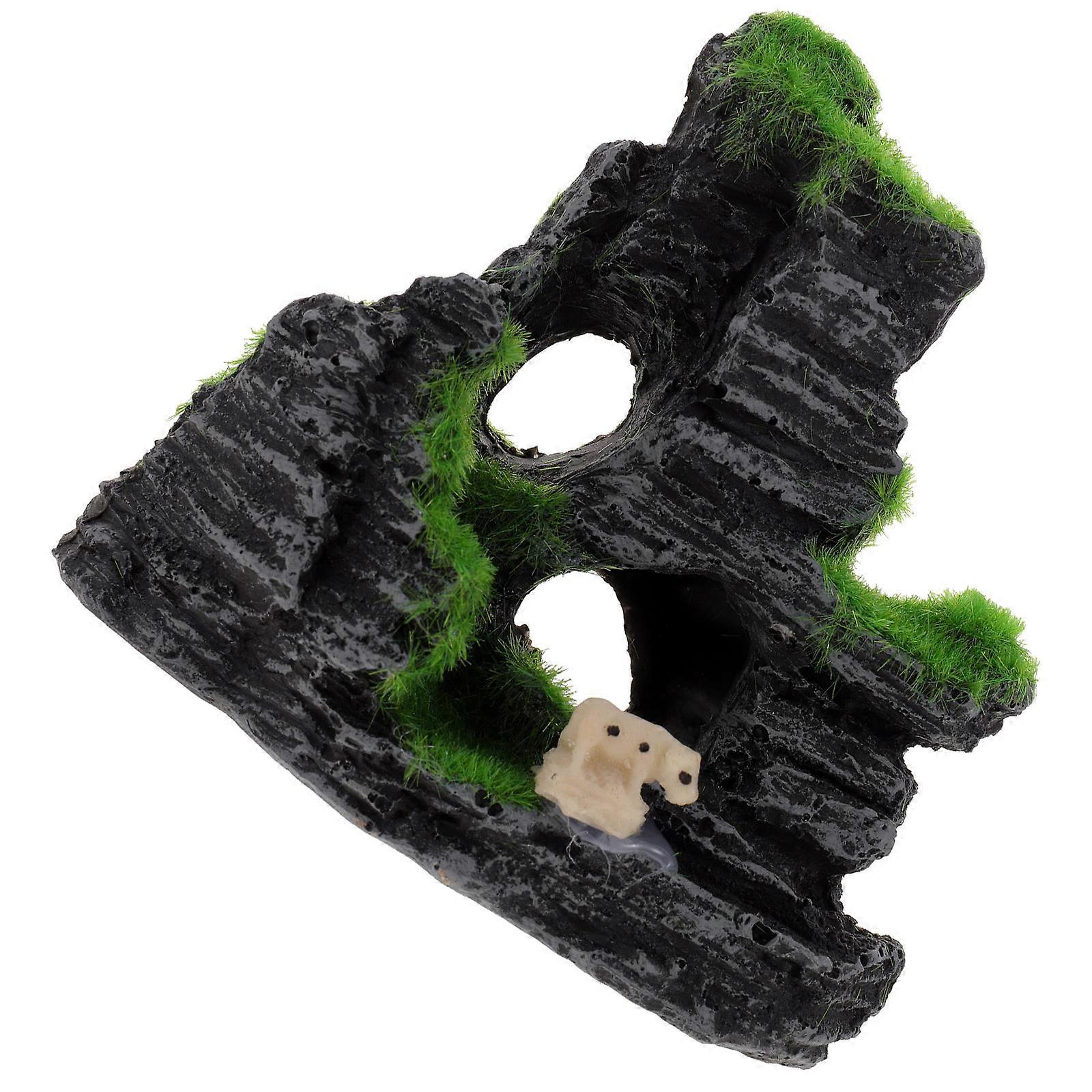 Aquarium Cave Decoration Resin Rockery Realistic With Fine Workmanship For Office Fish Shelter 1Pack