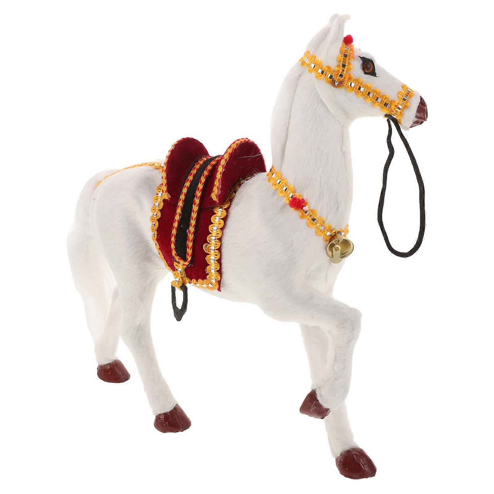 Desktop Ornament Mini Horse Adornment Colleagues Office Desk White Color 28.00X27.00X6.50CM Home Decor 1Set