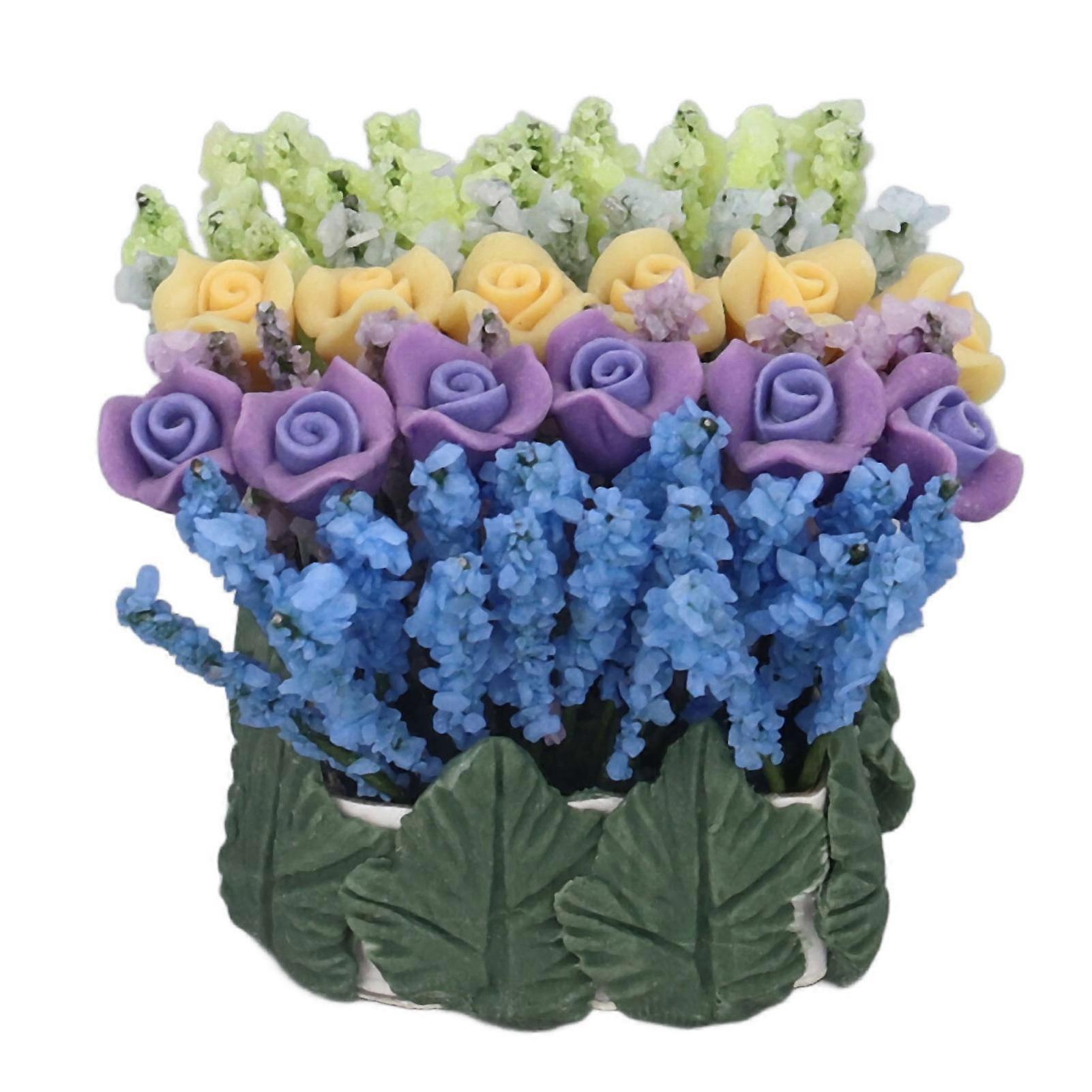 Tiny 1:12 Scale Clay Rose Dollhouse Decor for Kids