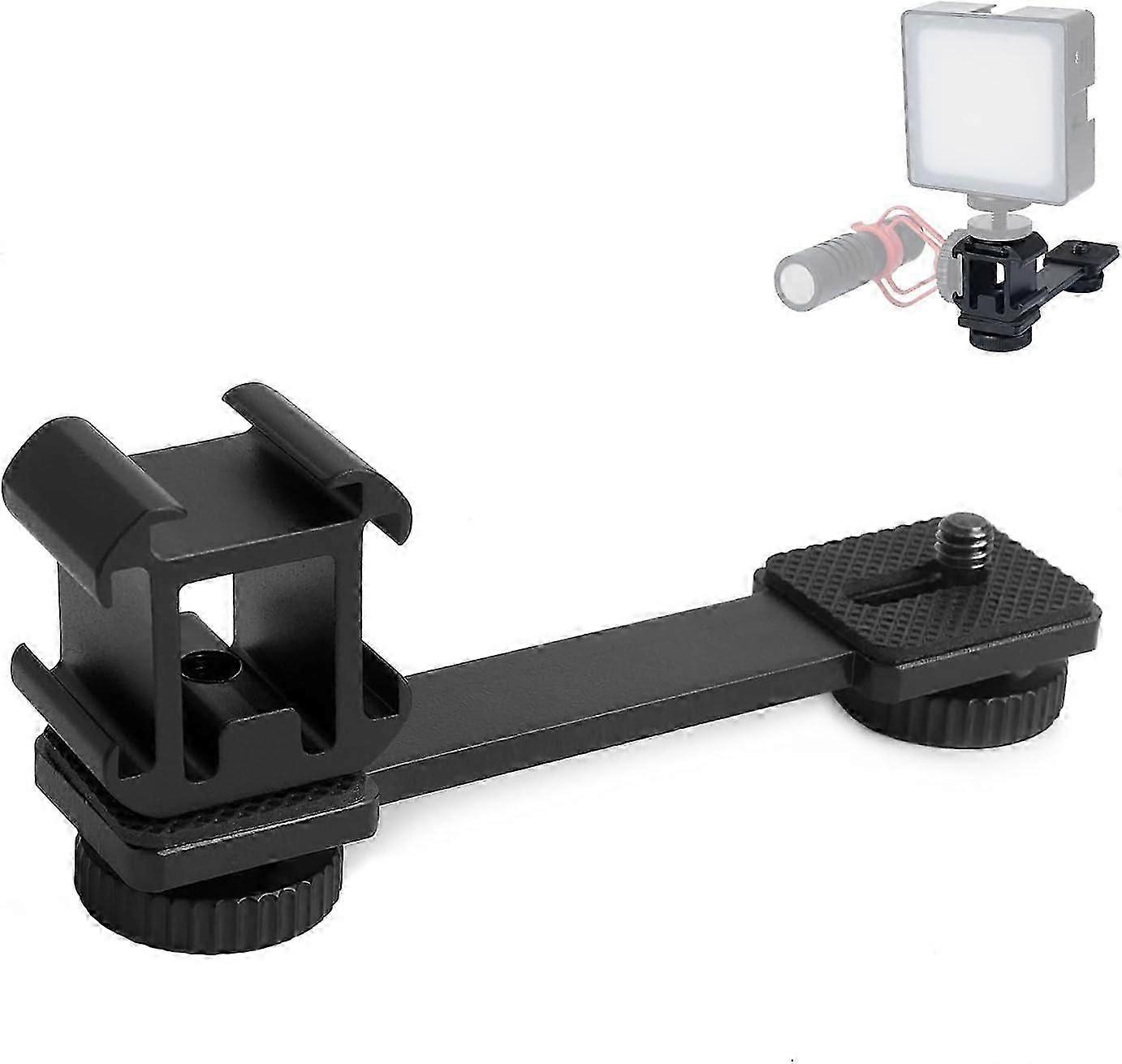 Triple Hot Shoe Mount - Camera Adapter 3-in-1 Mount Black