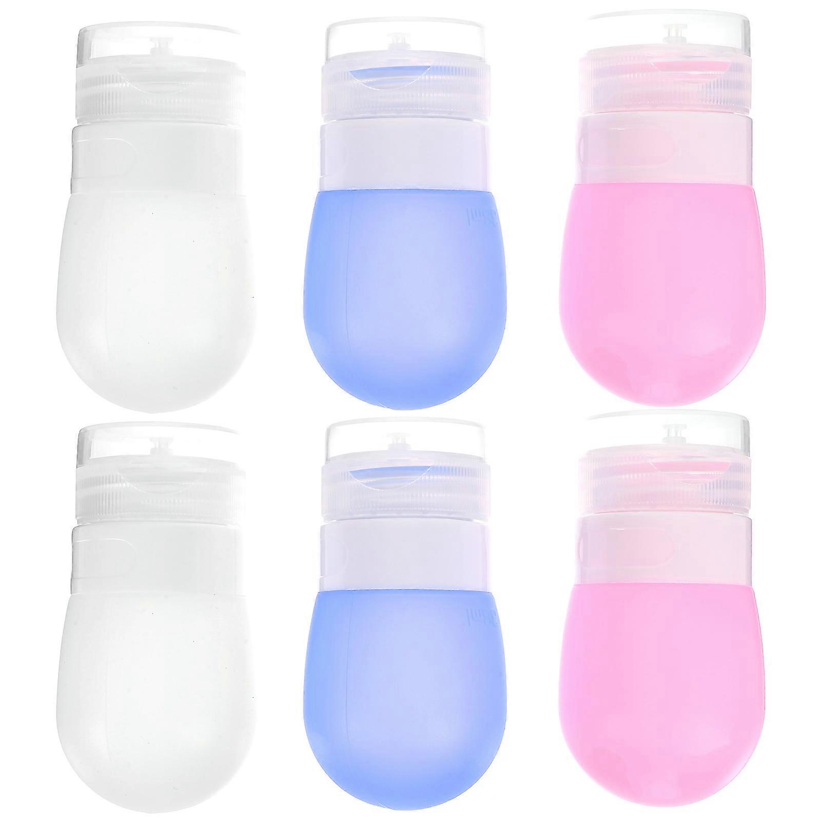 حاويات غسول زجاجات السفر 37 مل 6 قطع سيليكون محمول مانع للتسرب أحمر أزرق أبيض