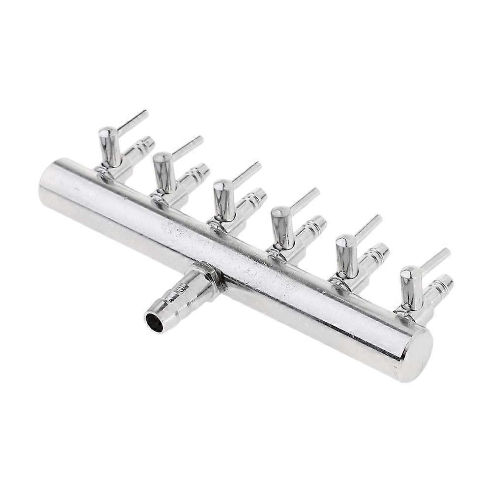 Airline Tubing Connectors 6 Heads Straight Angle Air Connector Silver 11.5 x 2 x 6 cm Extending Air Hose 1Pack