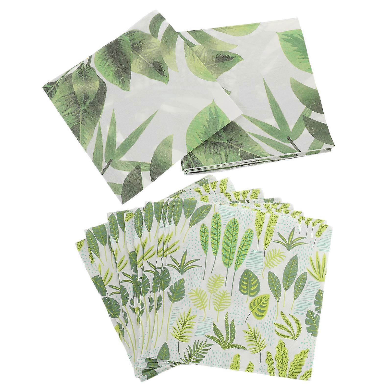 Adorable Patterned Party Napkins For Holiday Gatherings Square Green 33.00X33.00CM Water Absorption 2 Packs