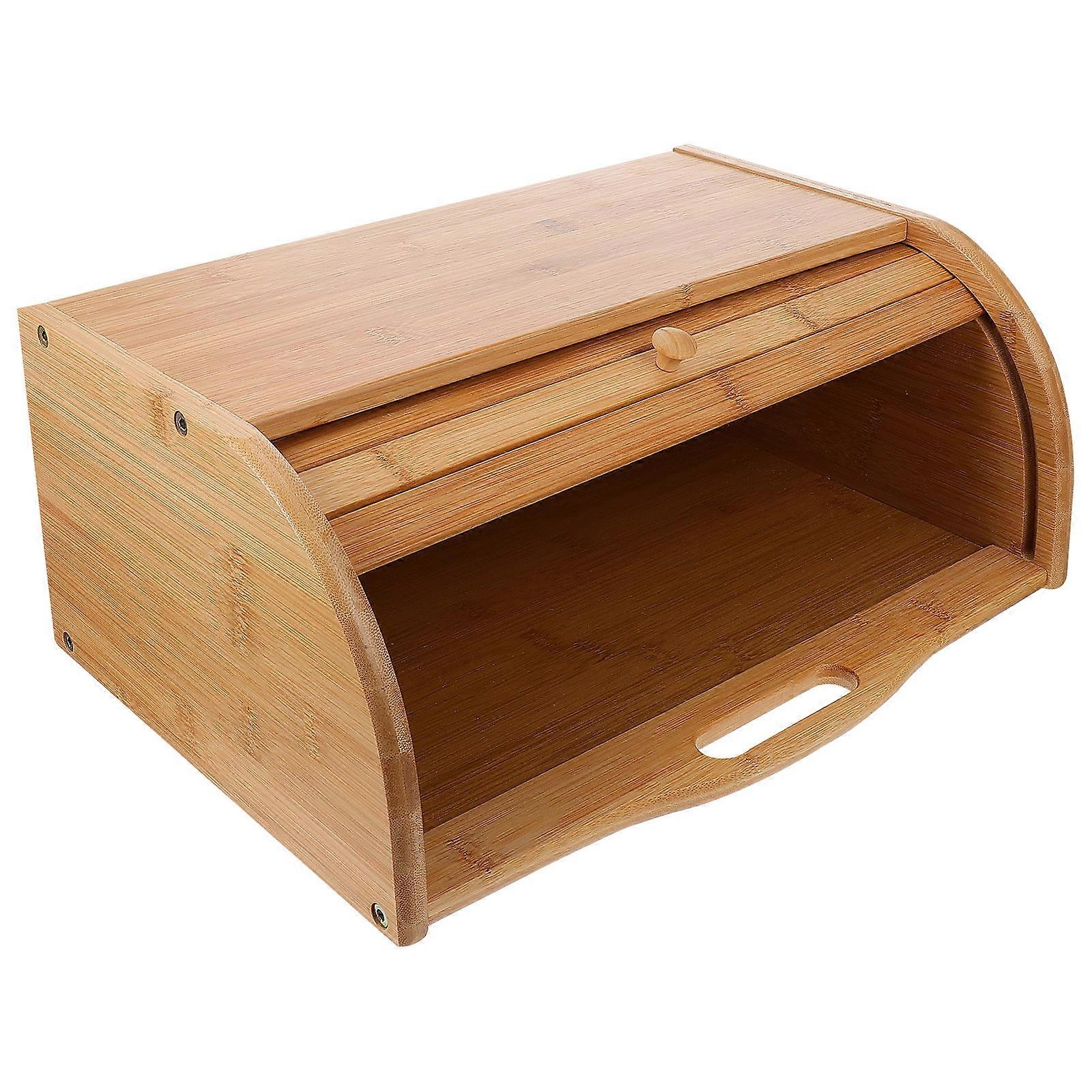 Desk Organizer Bamboo Craft Storage Container Dust-Proof Rectangular Simple Design Office Desktop 39.5X27.5X15.5CM 1Set