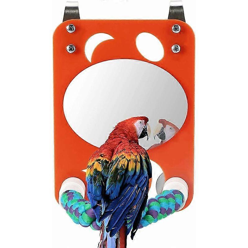 Bird Toy, Parrot Bird Mirror, Bird Stand Perch with Mirror, Bird Mirror with Perch
