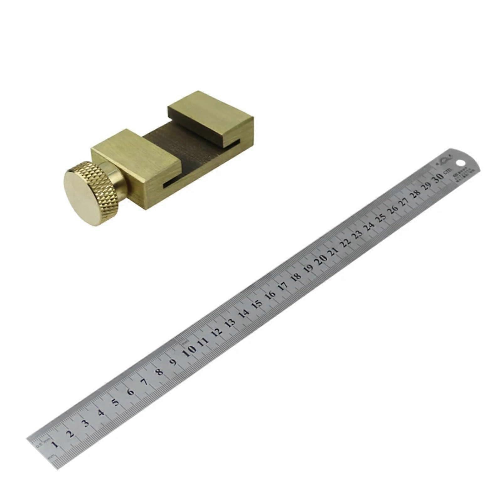 Stahl Lineal Positioning Block Brass Angle Glass Cutting Wheel Line Marker Gauge Type-B Beige for DIY Woodworking Tools