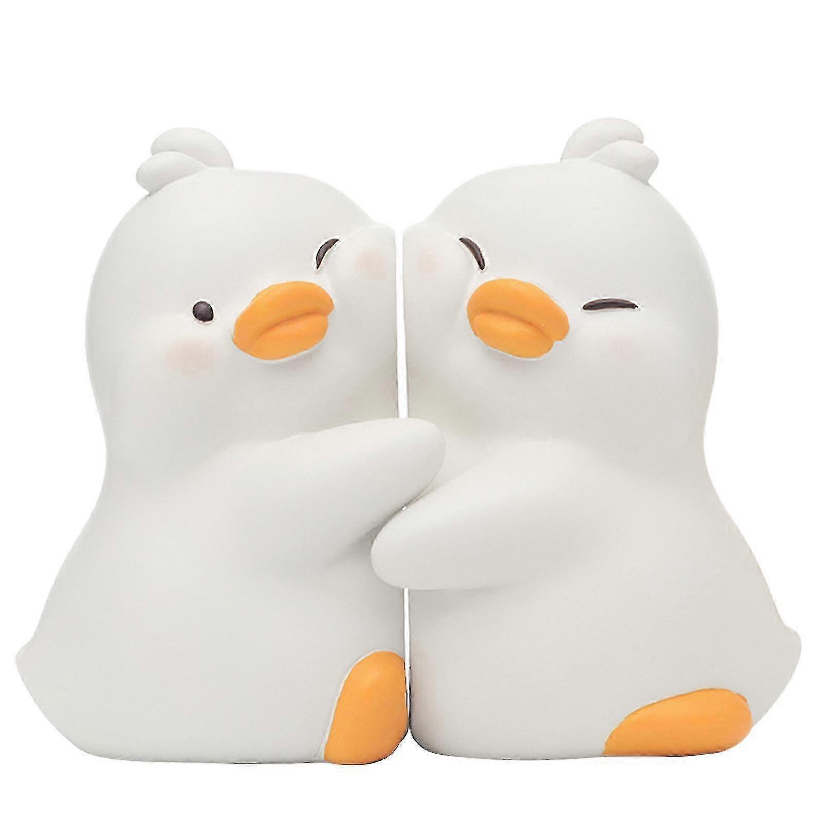 Cute and Funny Hugging Ducks Decorative Bookend for Home Shelf Space Saving