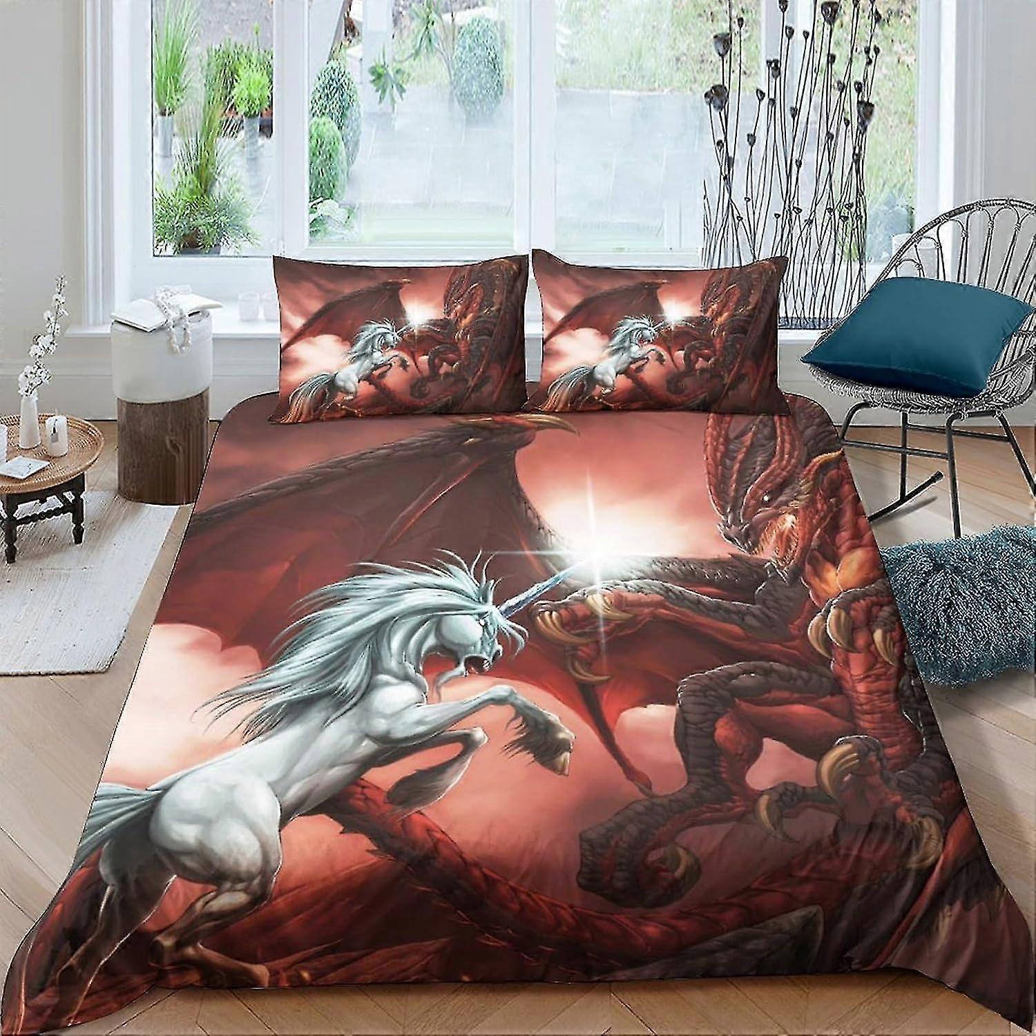 3D Bedding Set Microfiber Comforter Cover Bedspread Cover Soft King Size with Zipper Closure