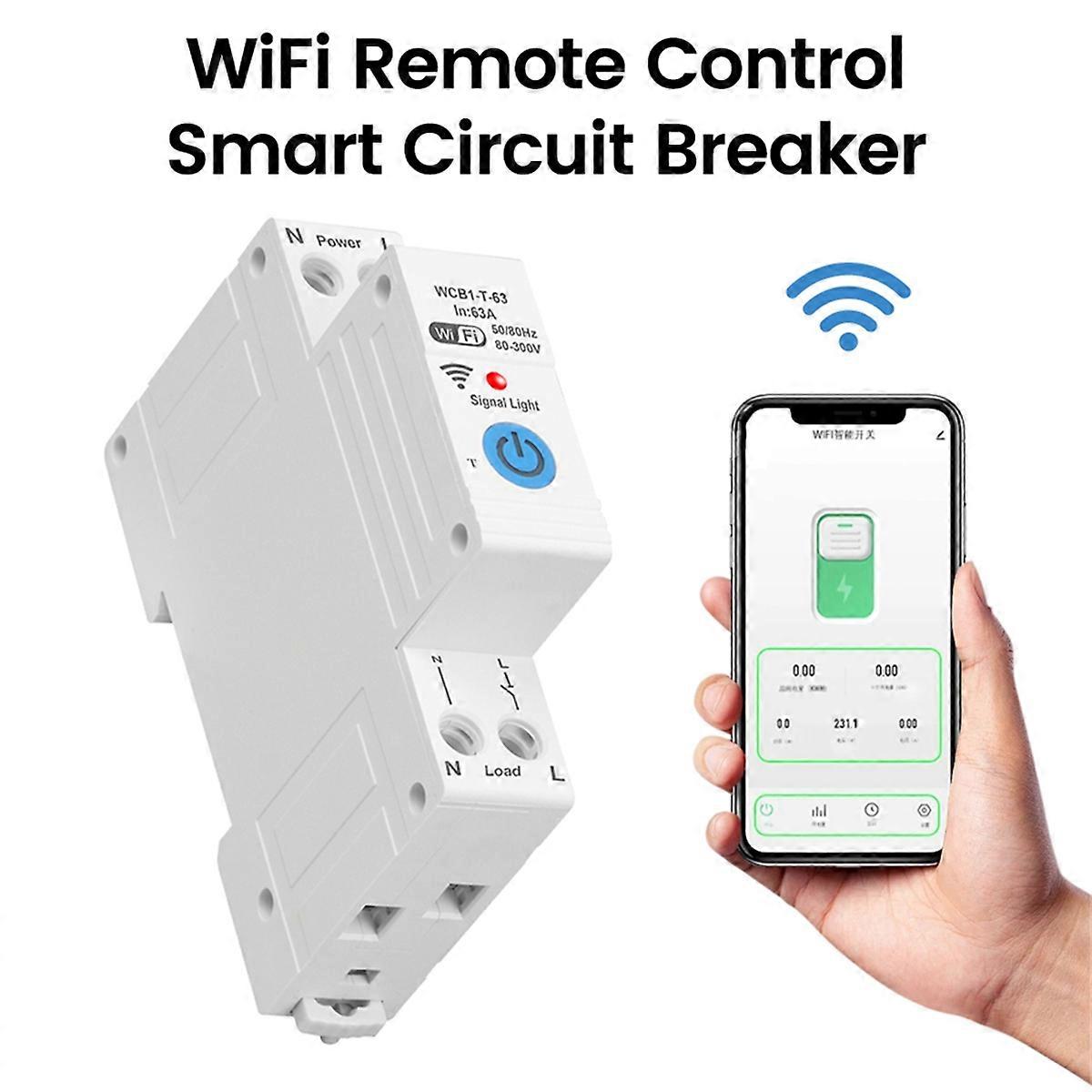  63A Tuya WIFI Circuit Breaker Remote Control Time Relay