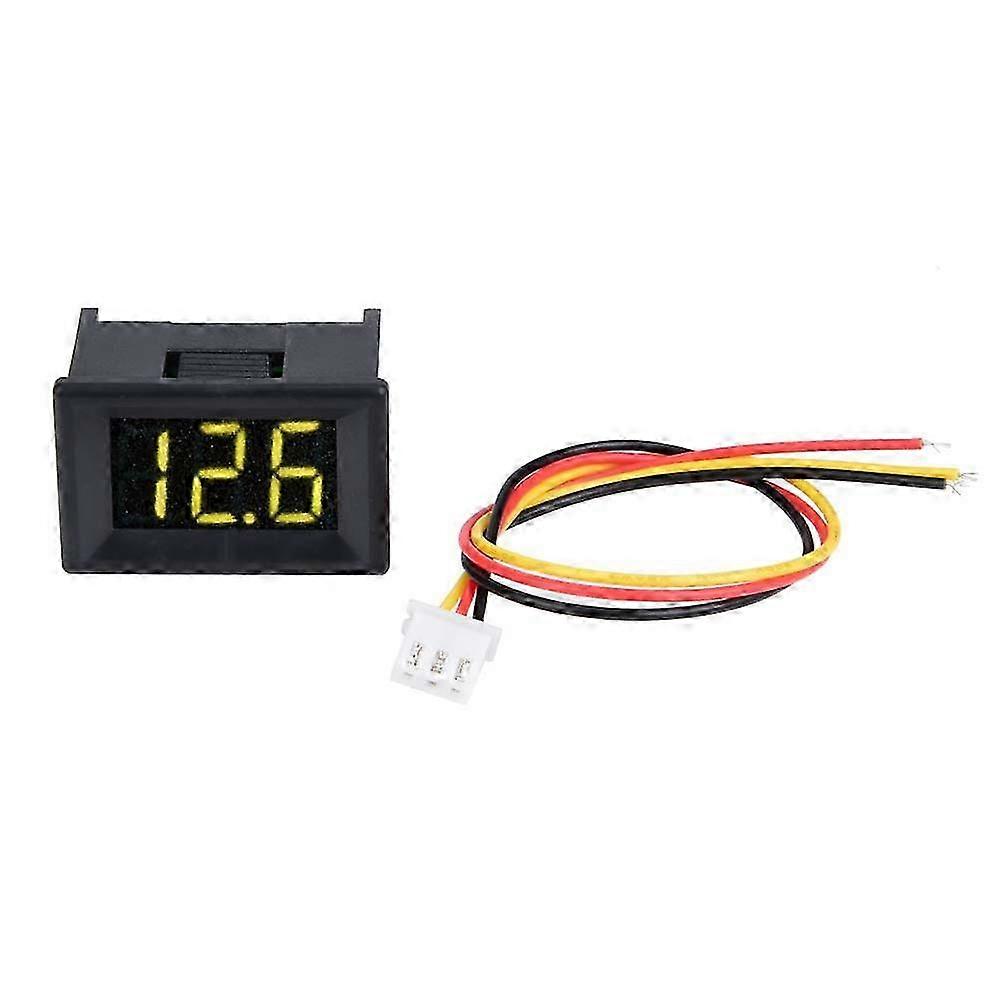 0.36inch Three Wire DC 0-100V LED Display Voltage Meter Waterproof (Yellow)