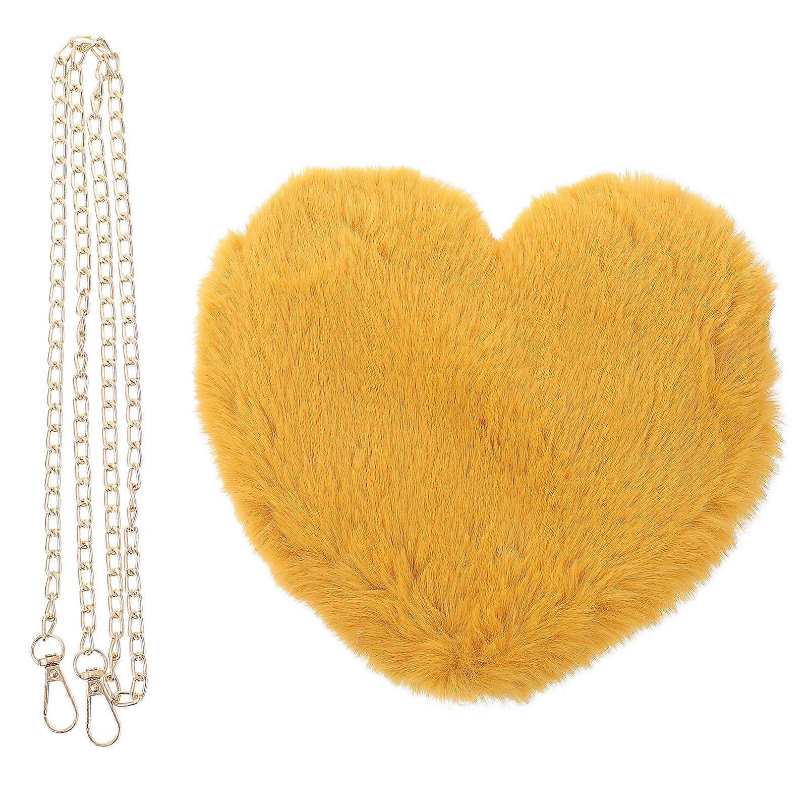 Golden Singleshoulder Bag for Storage with Lovely Heart Design and Fine Texture Synthetic Material