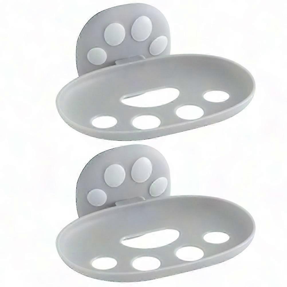 Creative Double-Layer Plastic Soap Box Storage Rack - 2Pcs Colorful Design