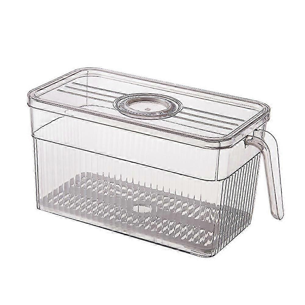 Refrigerator Storage Box Timekeeping Keep Food Organizer Box with Handle Transparent Material Photo js