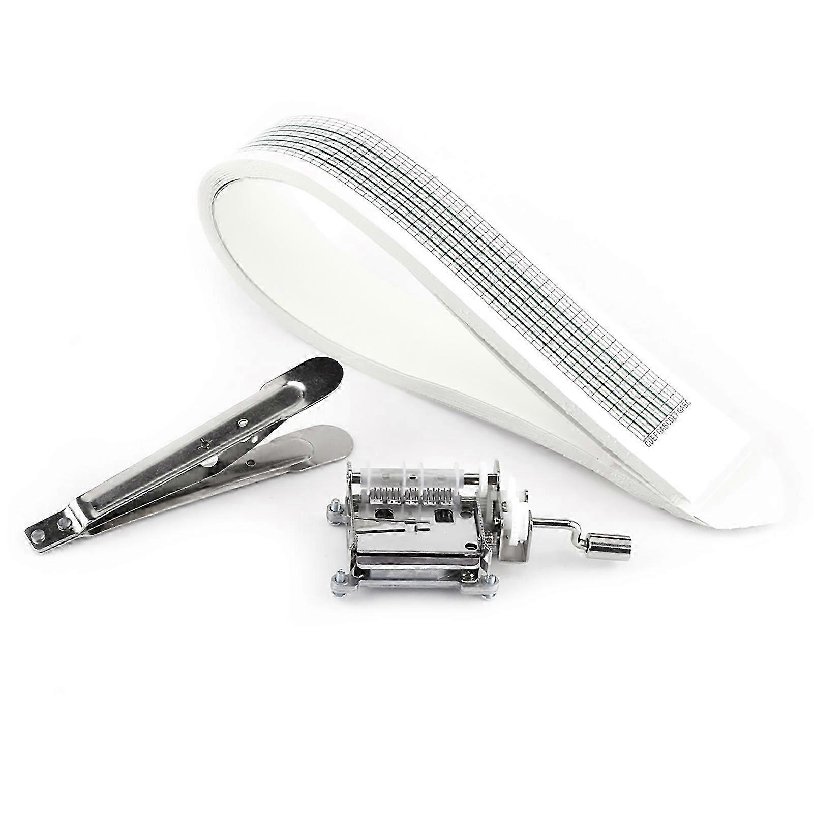 DIY Tune Hand Crank 15 Note Music Box Mechanism with Hole Puncher and 20 Paper Tapes