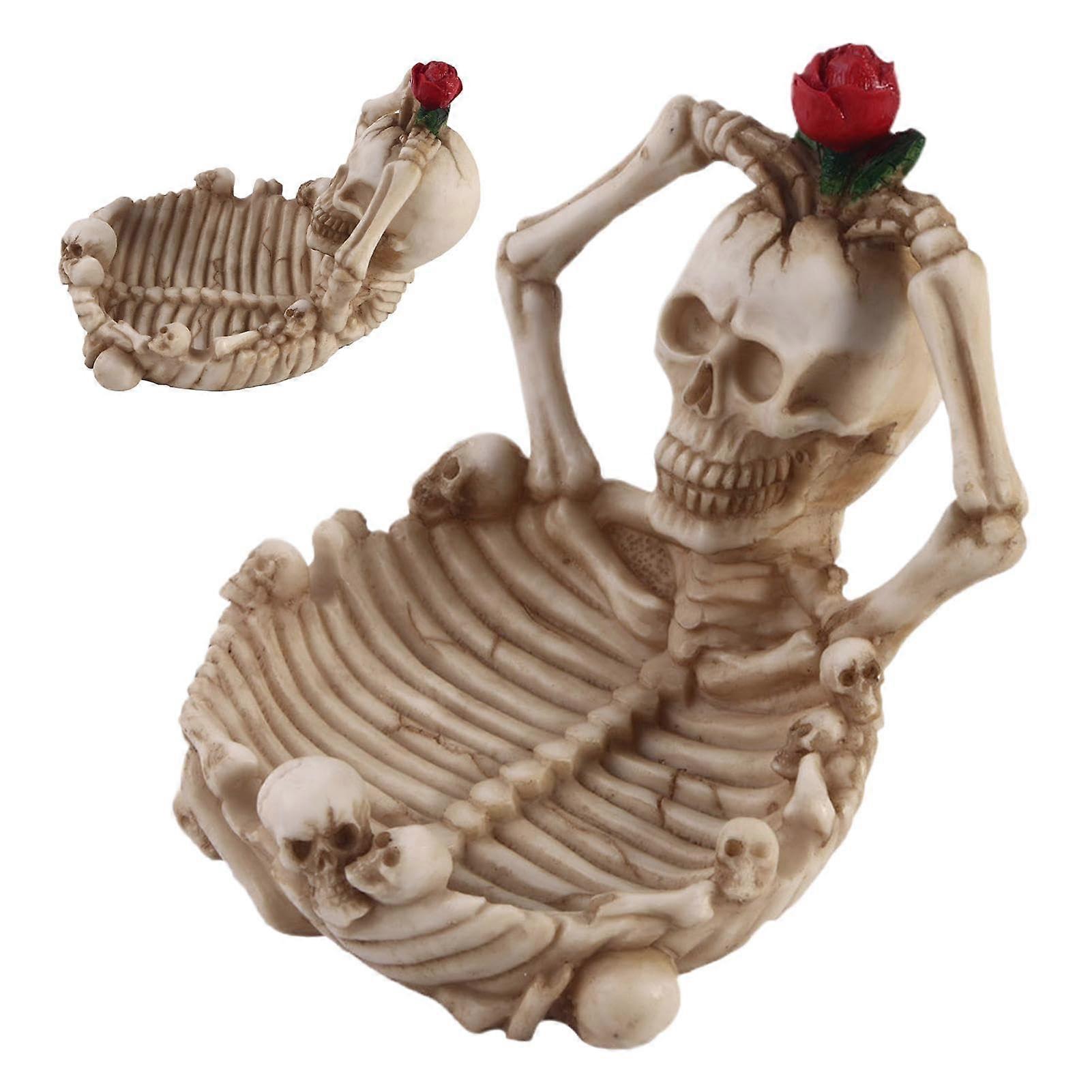 Halloween Table Decoration Skull Figurine for Home and Office, Multipurpose Skull Decor, Desktop Candy Bowl Display