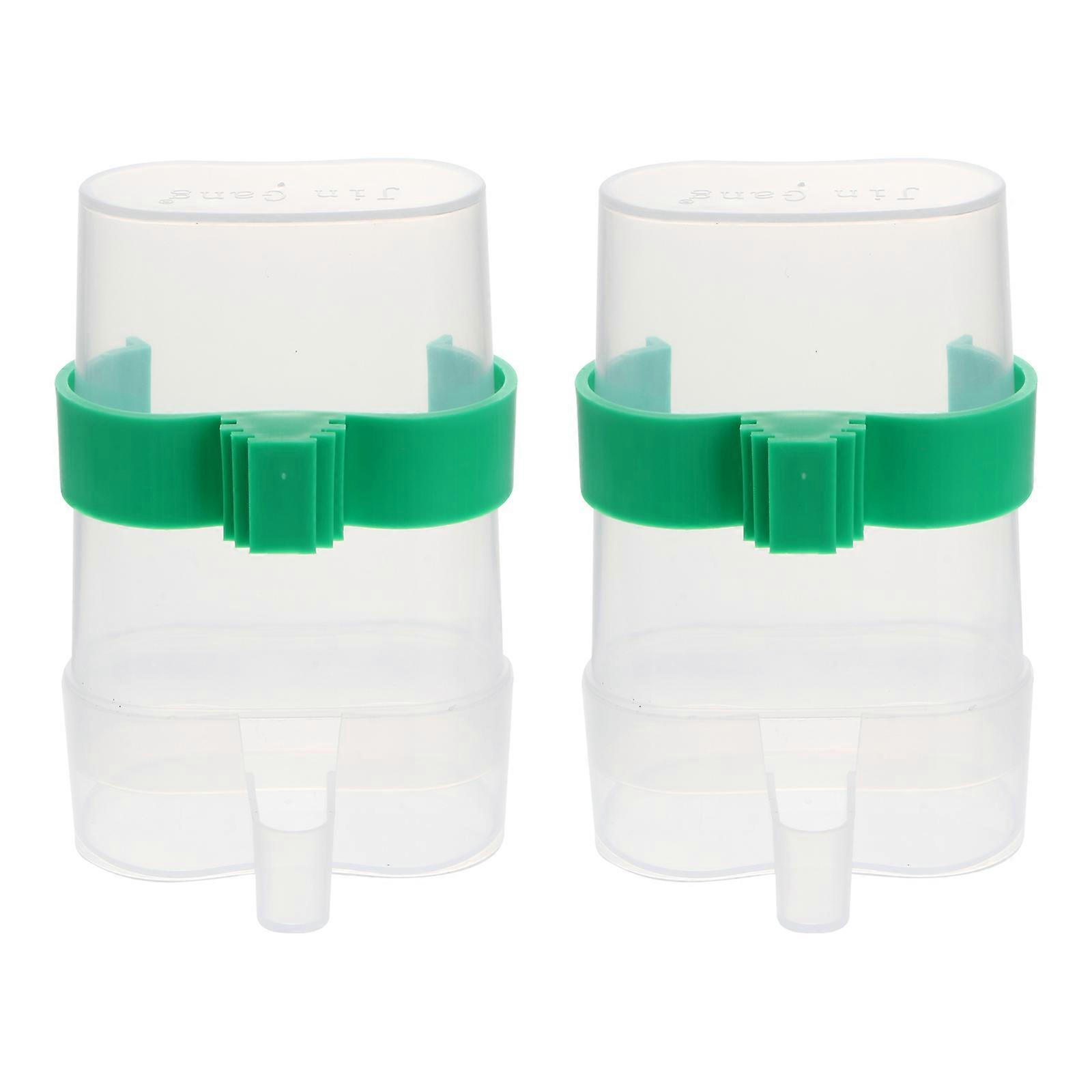 Parrot Water Dispenser Easy Refilling Small Bird Aviary Daily Feeding Green 12.5x7.5x4cm 2Pcs