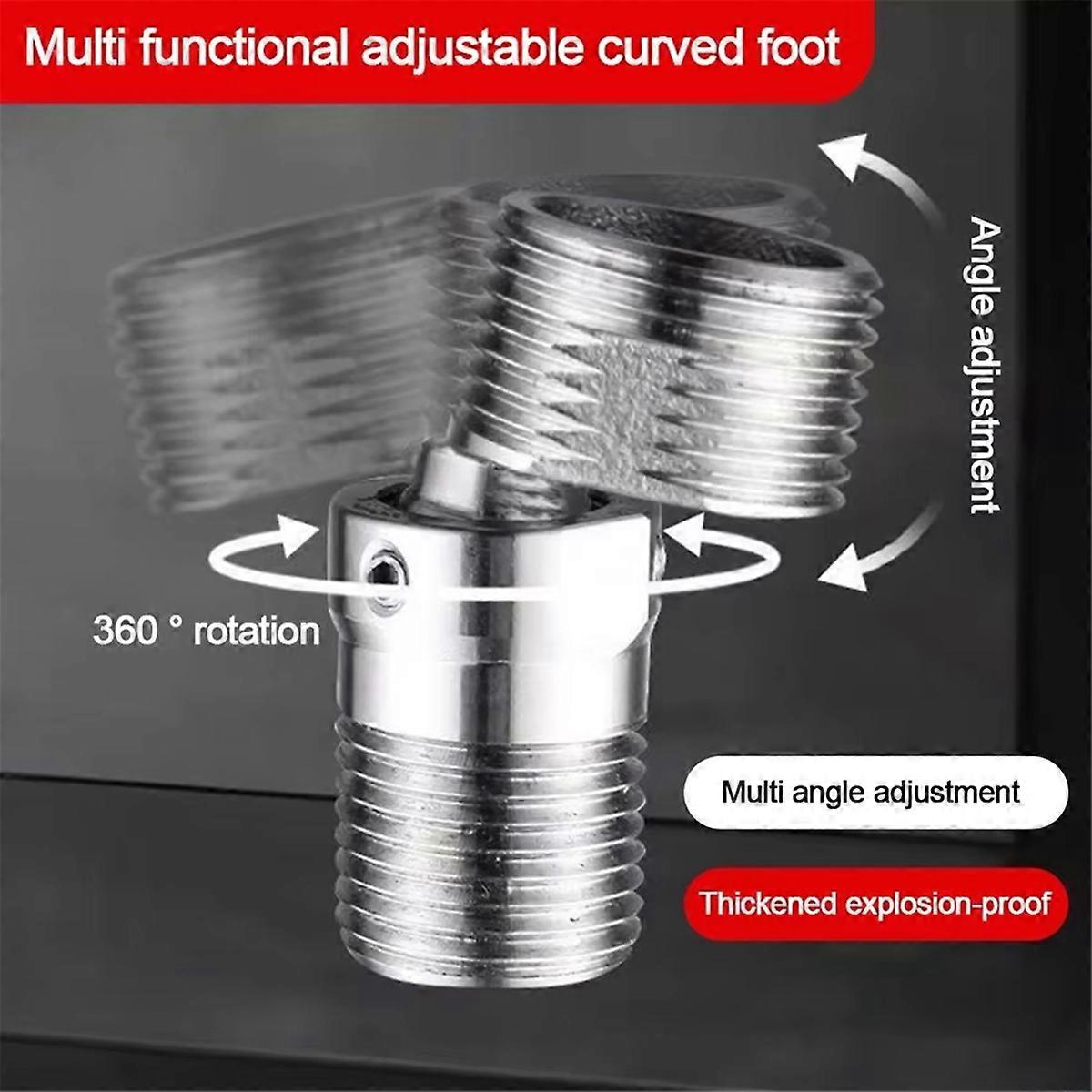  Angled Curved Foot 360° Rotatable Angle Adjustment Eccentric Screw Corner Wall Mounted Shower Fa