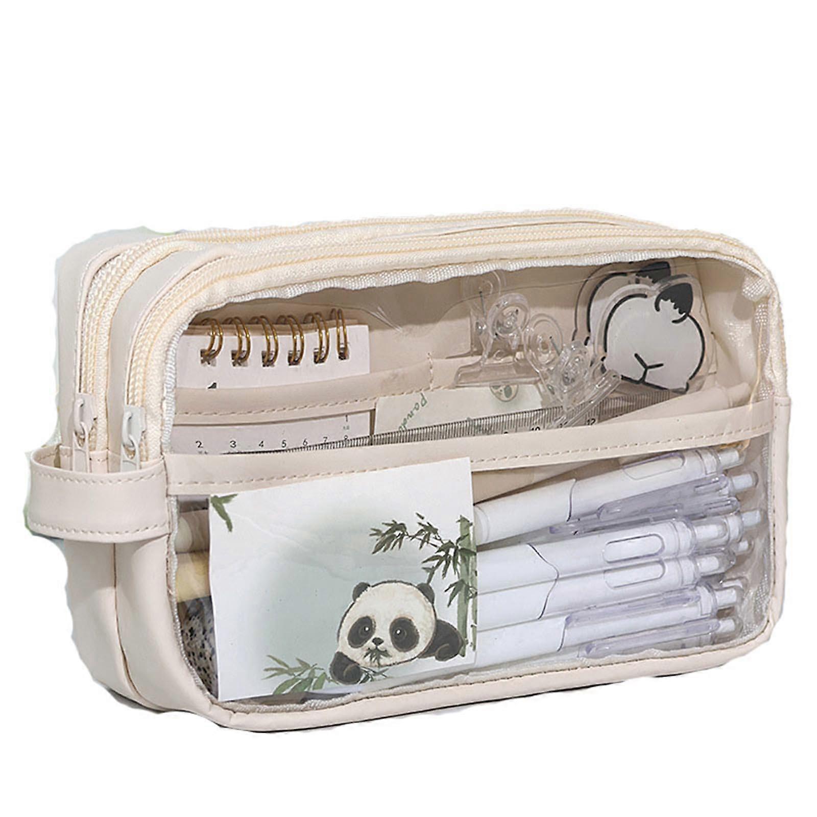 Panda Pencil Case Set, Transparent Large Capacity, White Capybara, Aesthetic Multifunctional Case For Children, Students