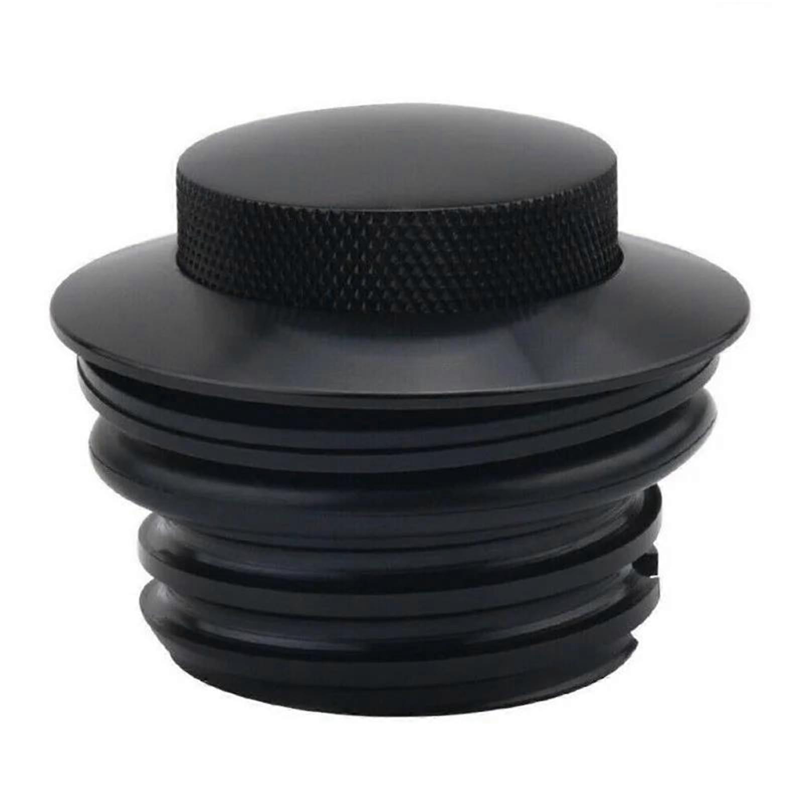 Motorcycle Tank Cap With Pop-Up Function, Black Chrome Plated Billet Aluminum, Standard Thread, for Harley Softail 2000-2017