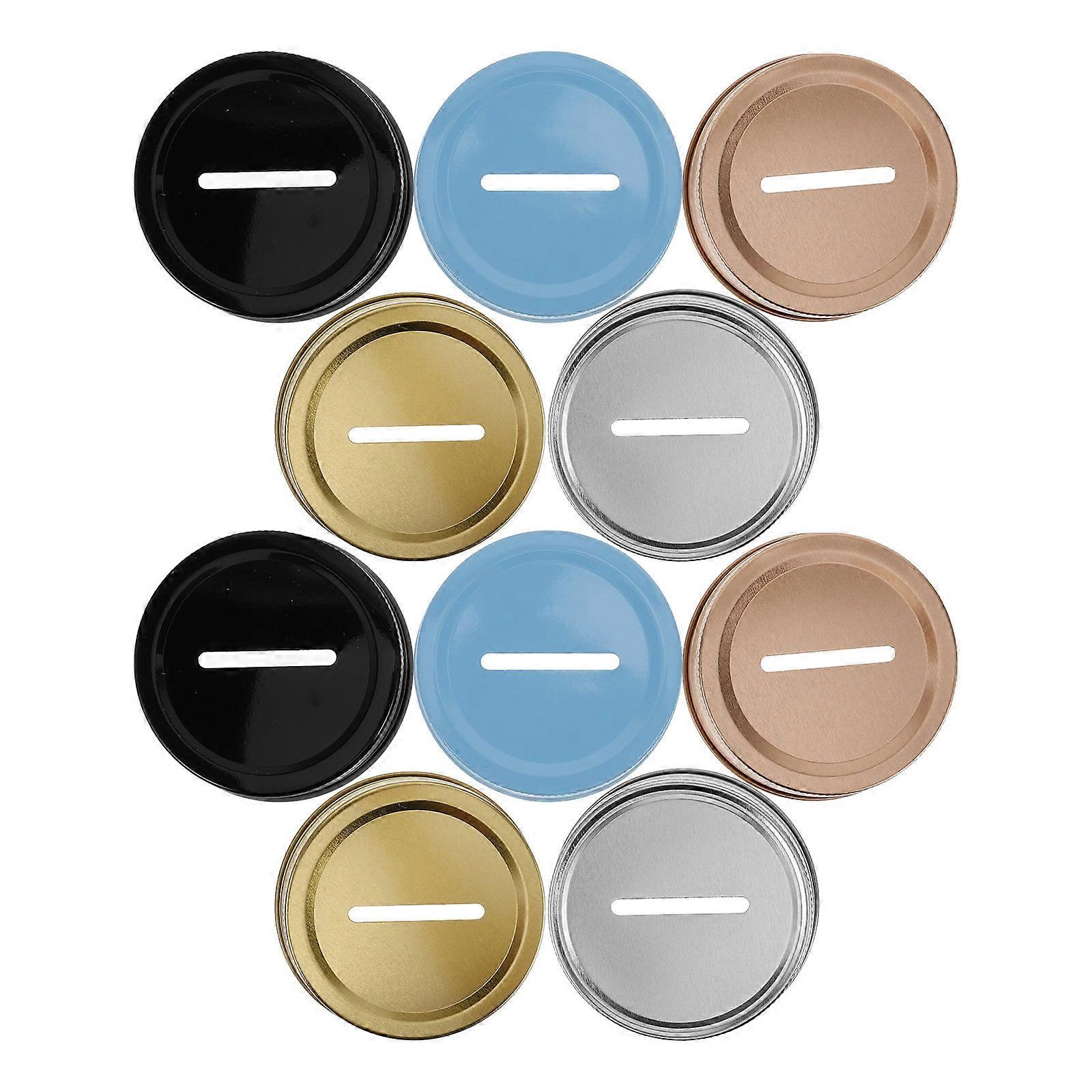10pcs Coin Slot Jar Lids, Wide Mouth Replacement Covers with Tight Seal, Multipurpose Saving Pot Slot Lid for Coin Banks, Decorative and Moisture