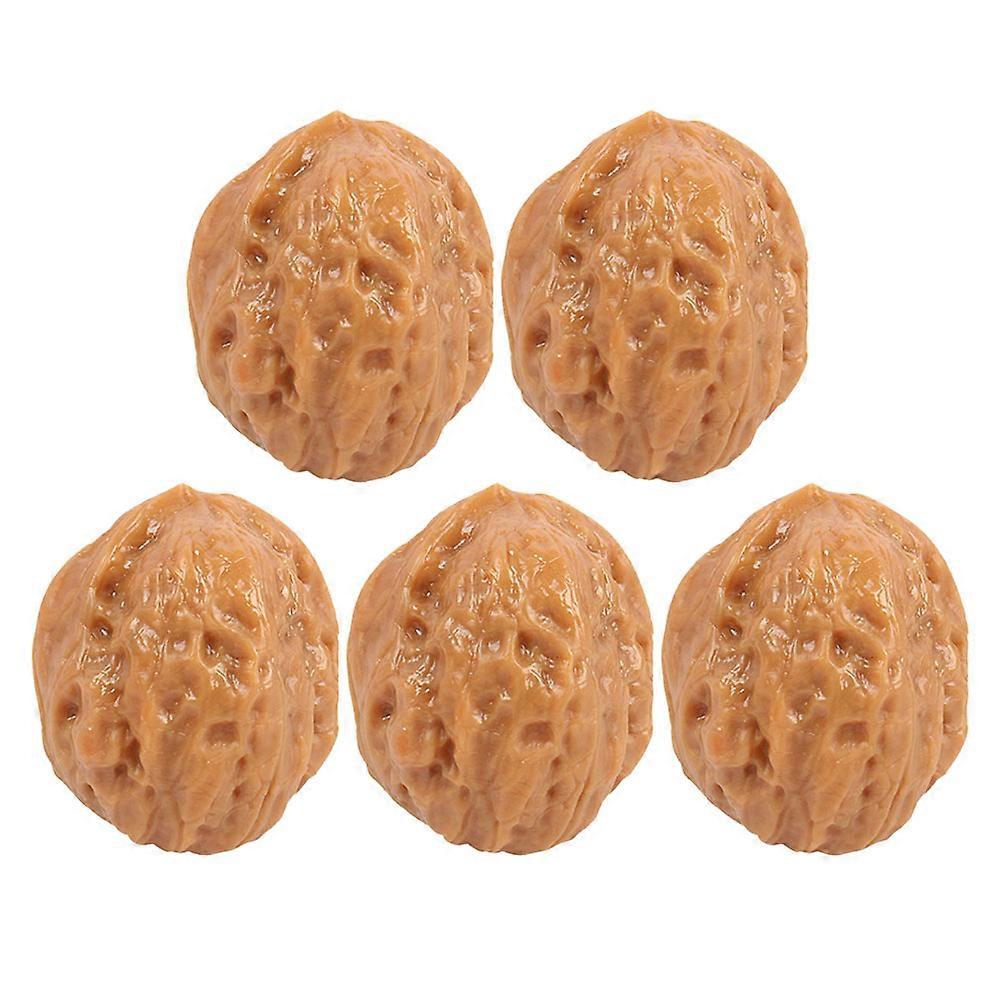 Artificial Walnuts Faux Walnut Decorations for Home Use 5Pcs PVC Material
