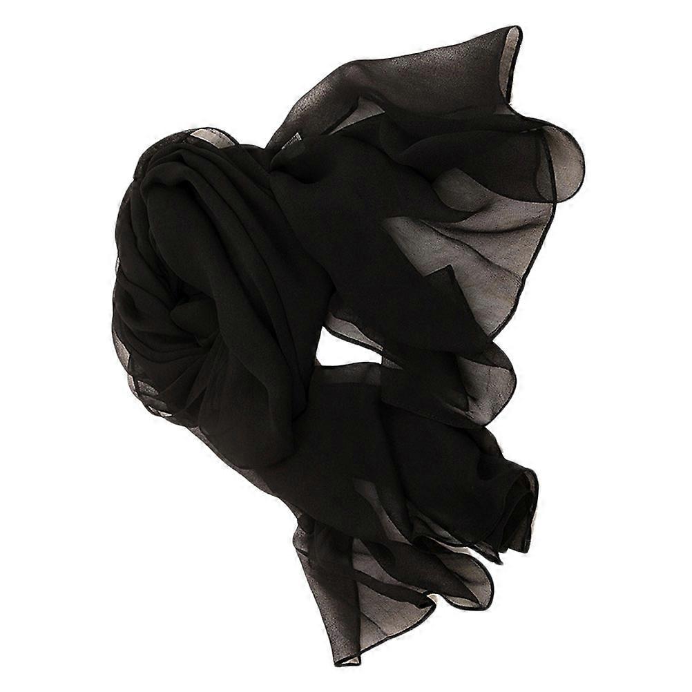 Solid Color Sunscreen Dance Scarf with Dual Function for Women Black 160x50cm