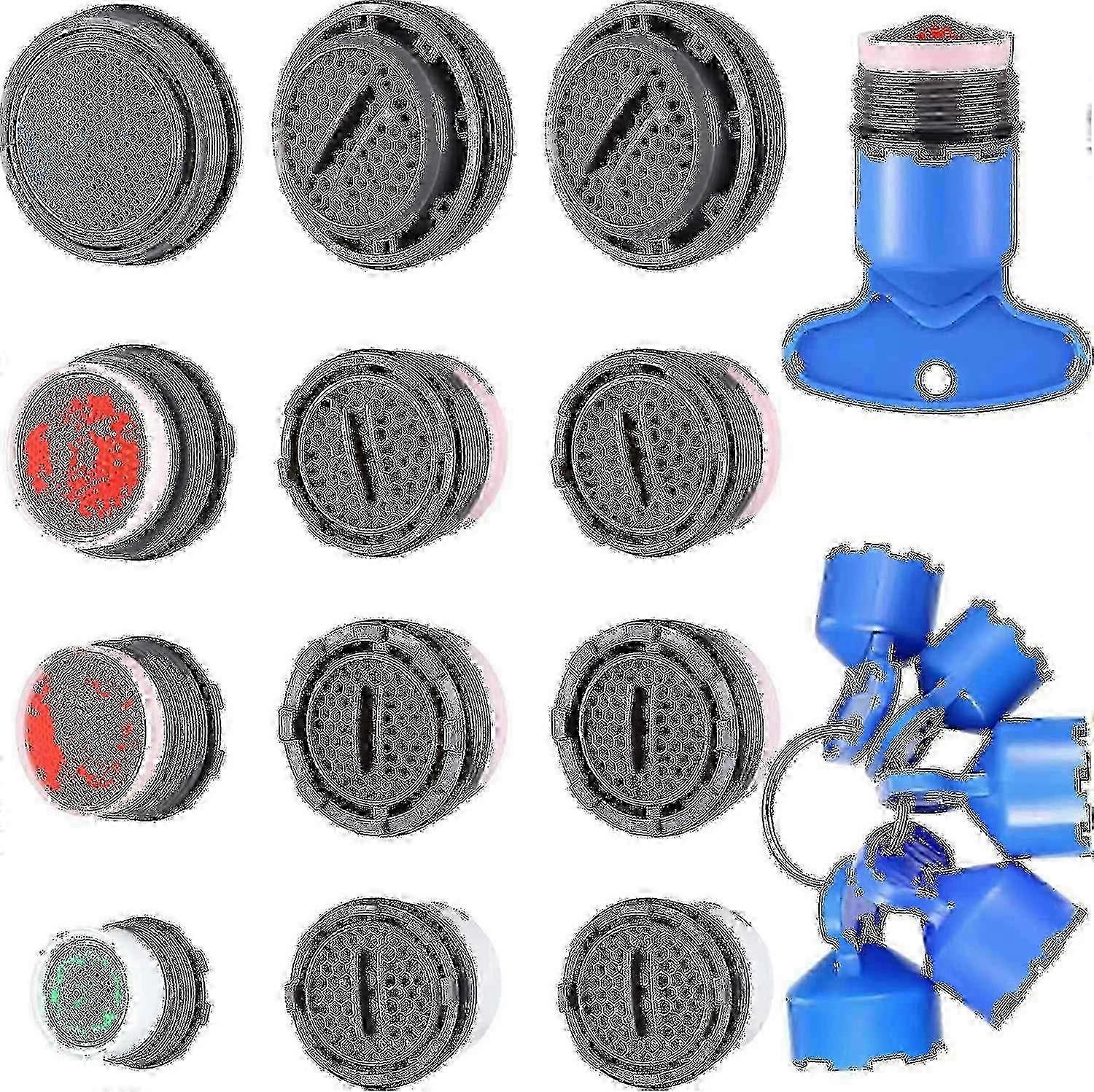 12+5 Pcs Faucet Aerator Replacement Kit with Removal Wrench, Universal Sink Aerator Nozzles