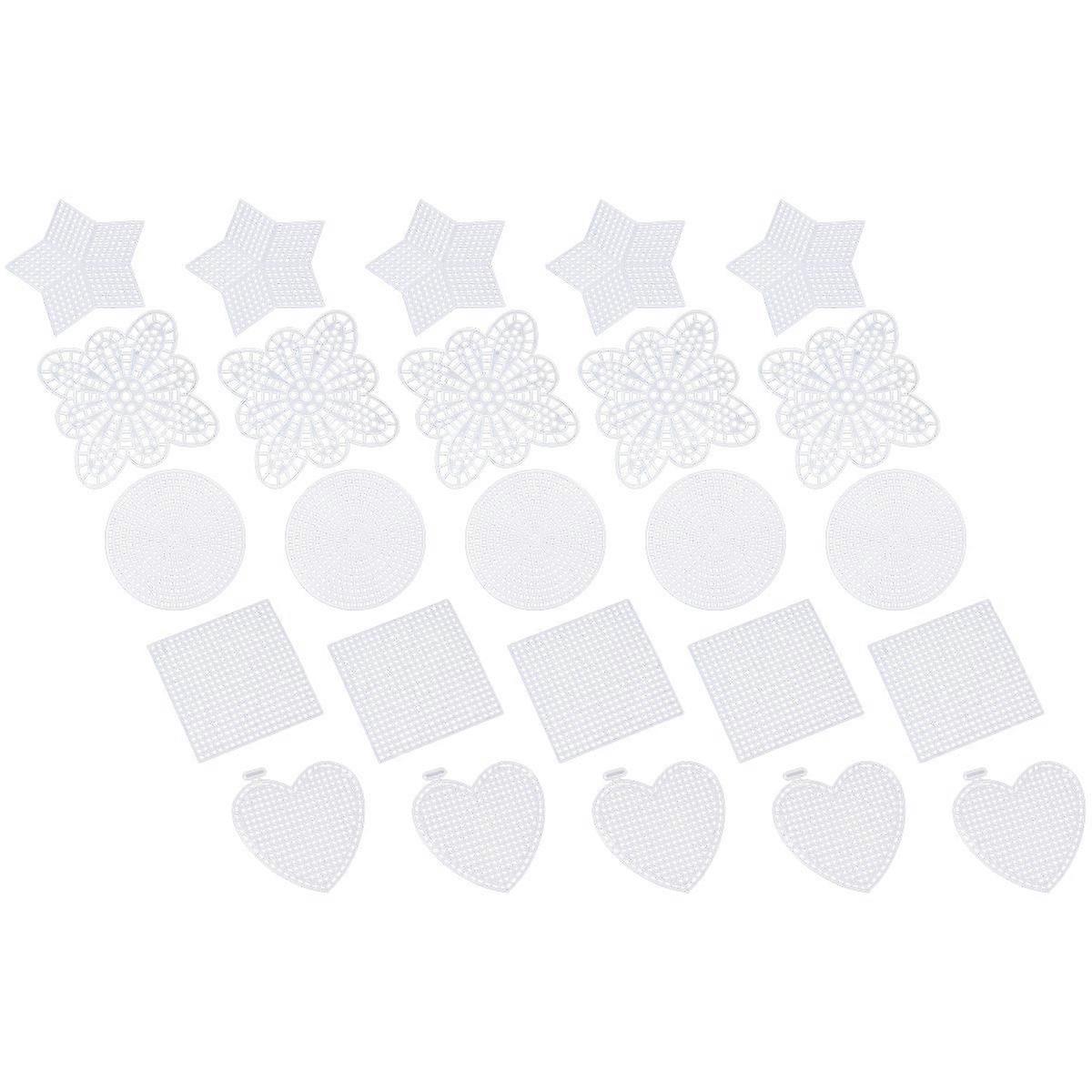 50 Pcs Mesh Plastic Canvas Sheets for Embroidery Cross Stitch Sewing Projects Heart Square Shapes