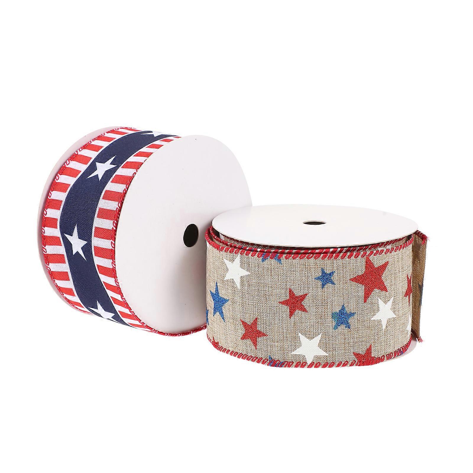 2 Rolls Wide Satin Ribbon for Independence Day Decorations, DIY Wrapping, Scrapbooking, and Party Decor – Durable & Versatile Craft Ribbon