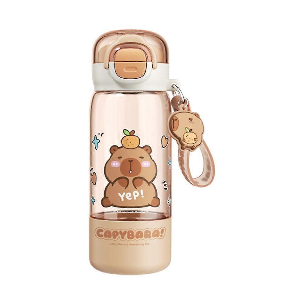 Capybara Drinking Cup, Water Bottle with Feather Lid and Straw, Large Capacity, LeakProof, Portable Travel and Sports (420)