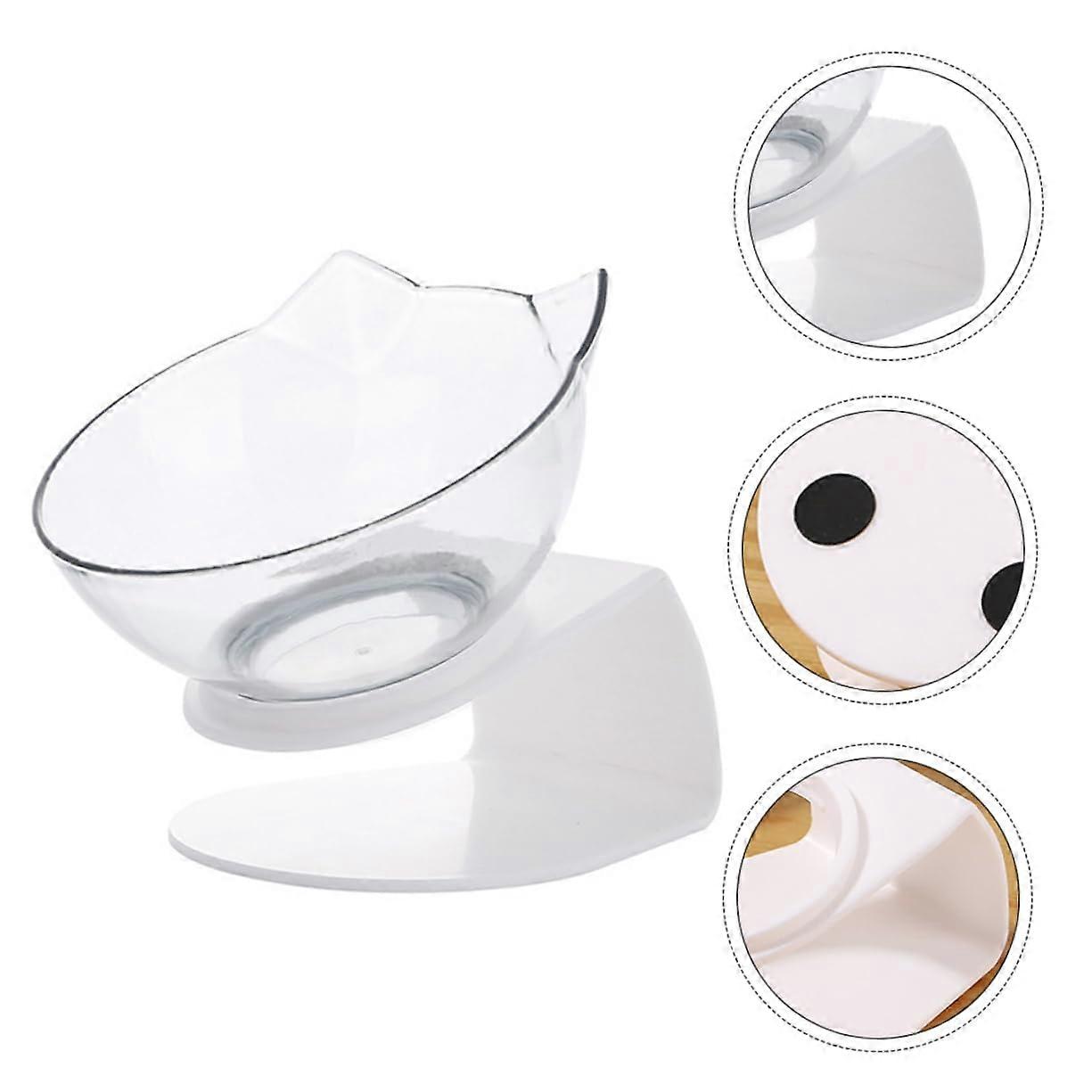 Cat Food Bowl with Raised Base, Non-Slip Ceramic Bowl for Cats and Small Pets, Transparent Design, Comfortable Eating