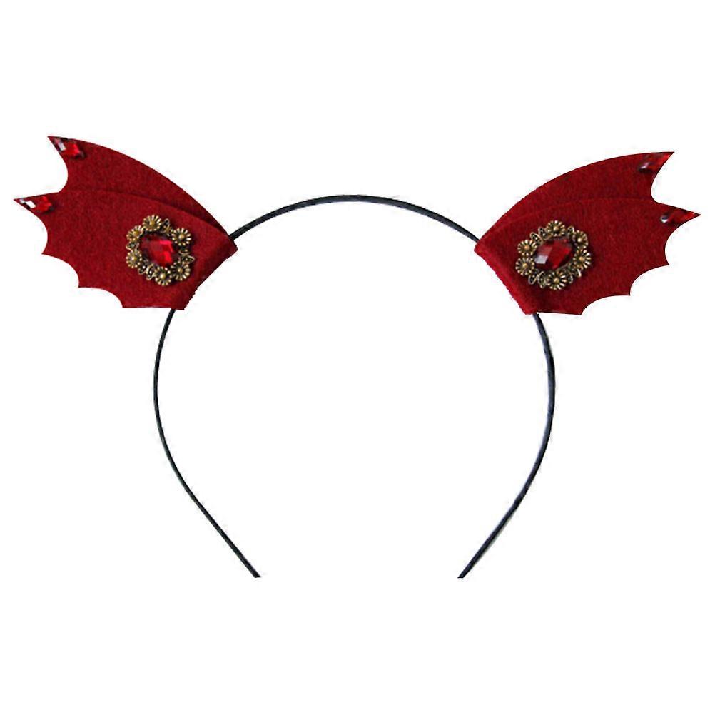 Masquerade Headbands Bat Ears Decoration Red Circular Shape Halloween Accessory 1Set