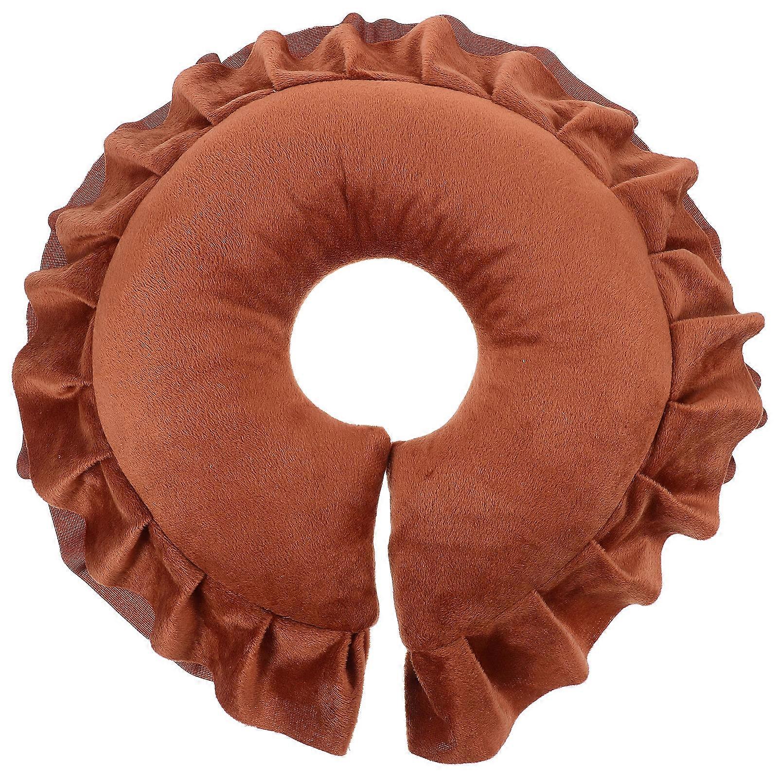 Massage Pillow for Neck with Ergonomic Shape and Detachable Cotton Cover Coffee Color for SPA Use