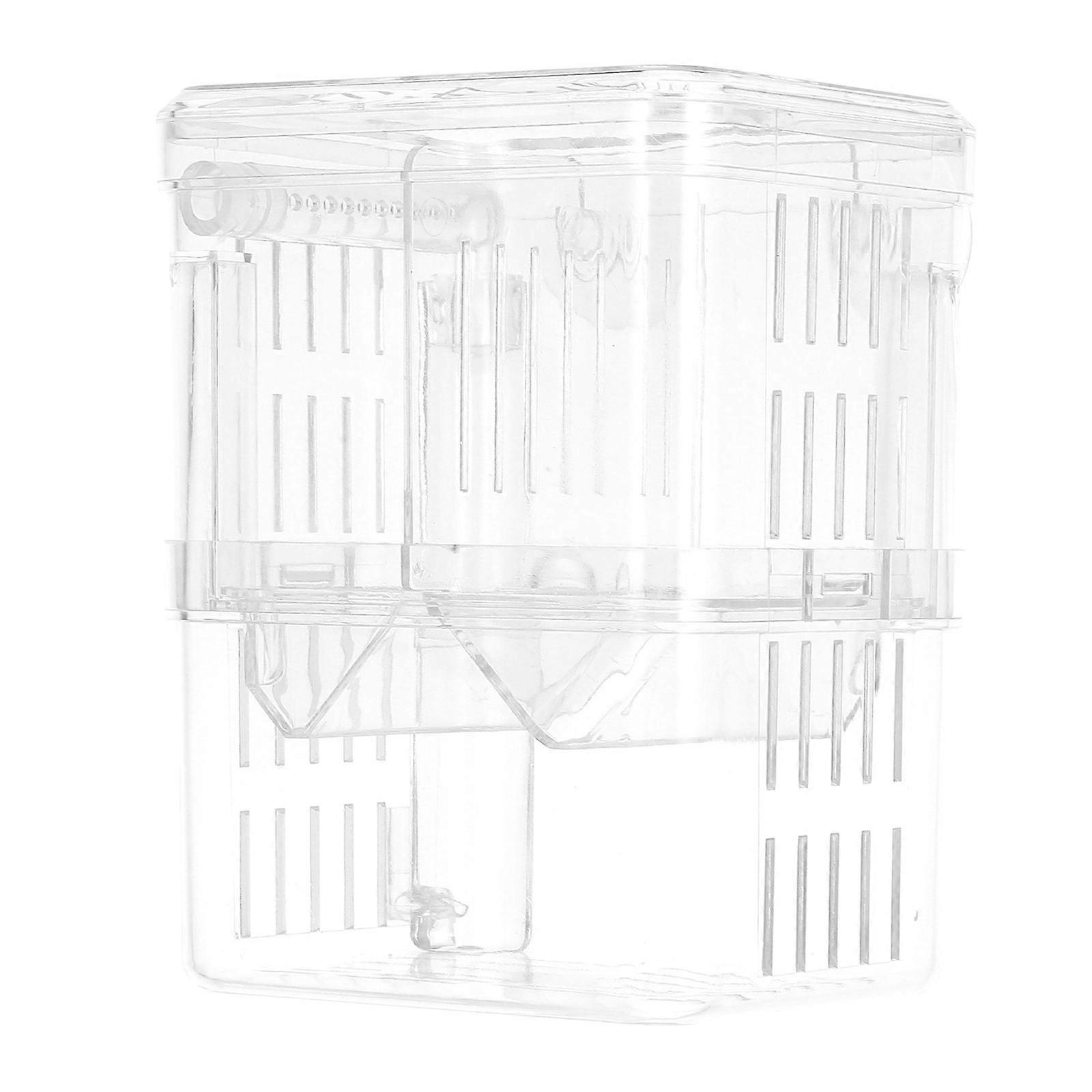 Double Layer Transparent Fish Isolation Box Compact Pet Incubator for Shrimp Betta and Aquatic Species with Suction Cup Self Flowing Mechanism for