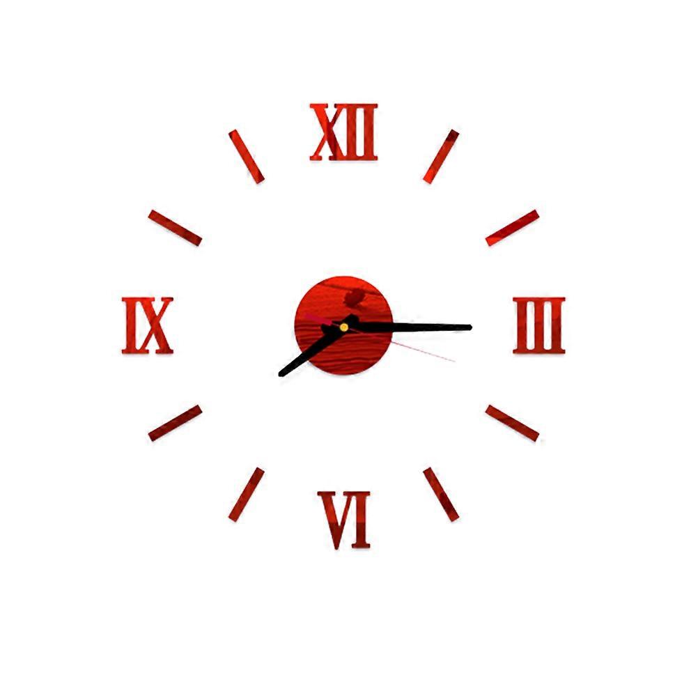 Decorative Wall Clock Roman Numerals Silent Movement Water Resistant Self-Adhesive for Bedroom Home Owners 1Pack