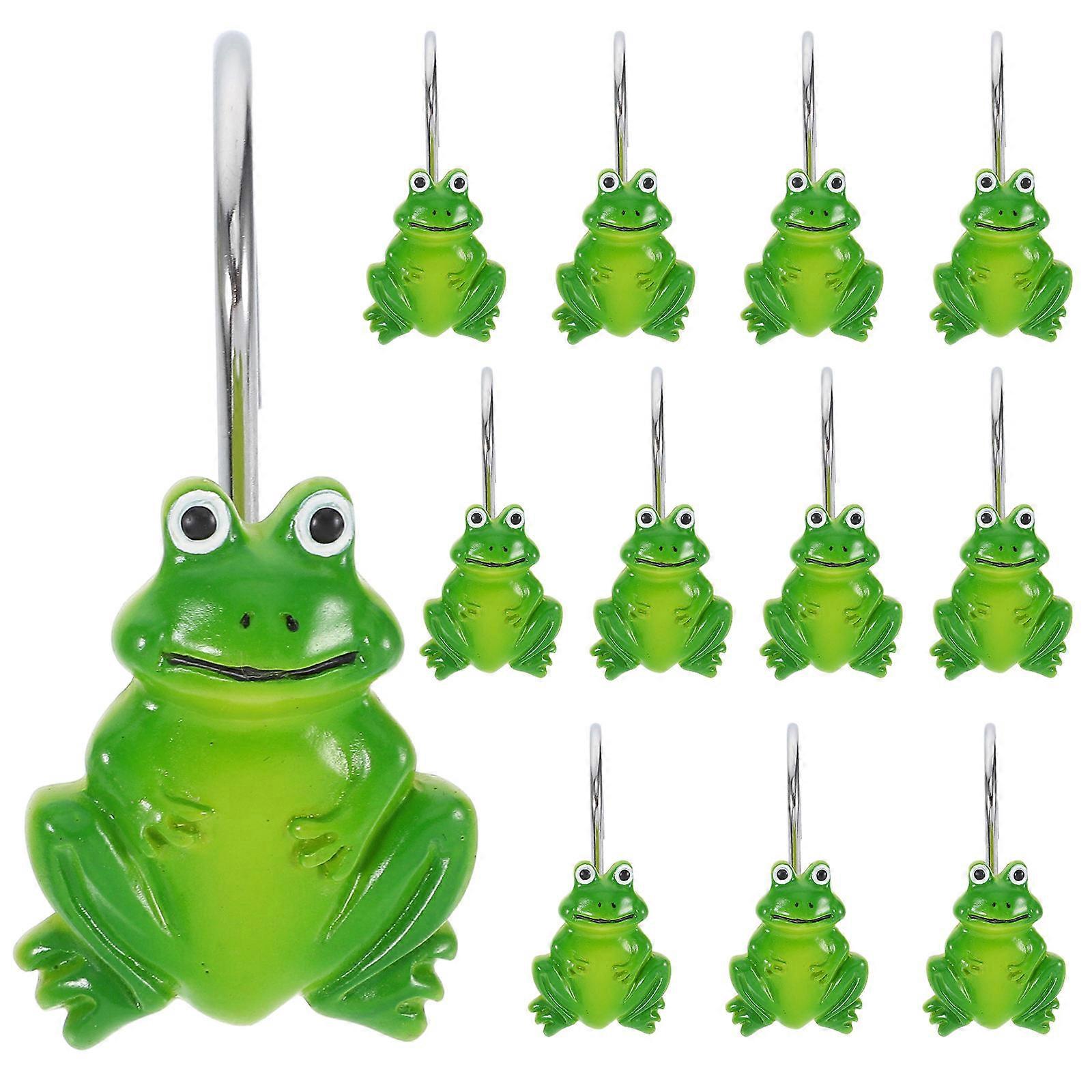 Resin and Metal Curtain Hooks for Hanging Bathroom Curtains Green Rustproof and 12 Pieces