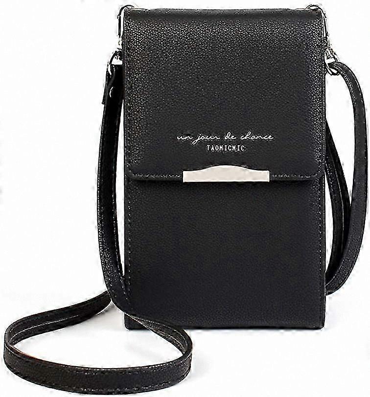 Women's Compact Shoulder Bag with Multiple Compartments and Card Slots, Stylish Mini Phone Bag for Everyday Use (Black)