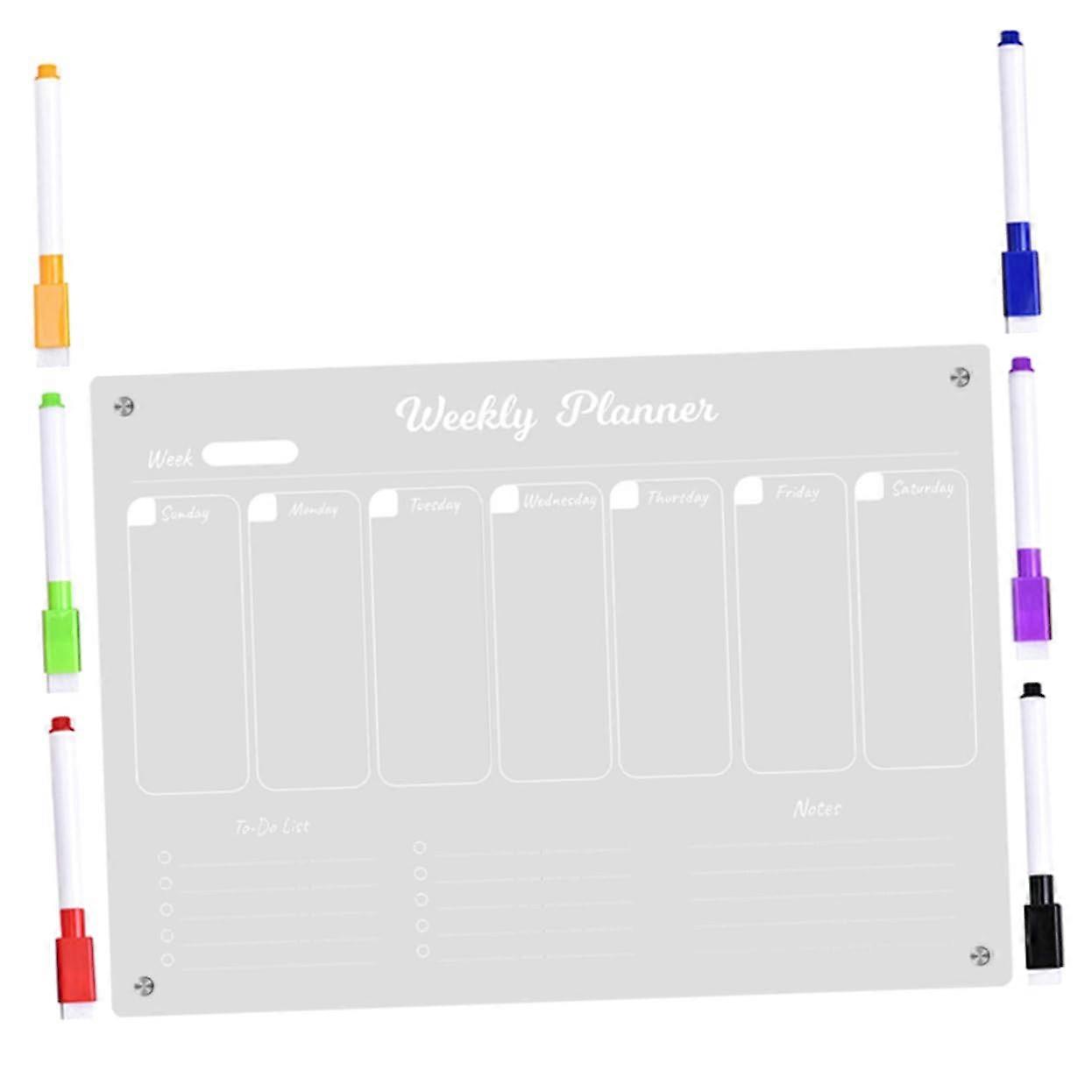 Magnetic Acrylic Refrigerator Planner Board Wipeable for Weekly Planning