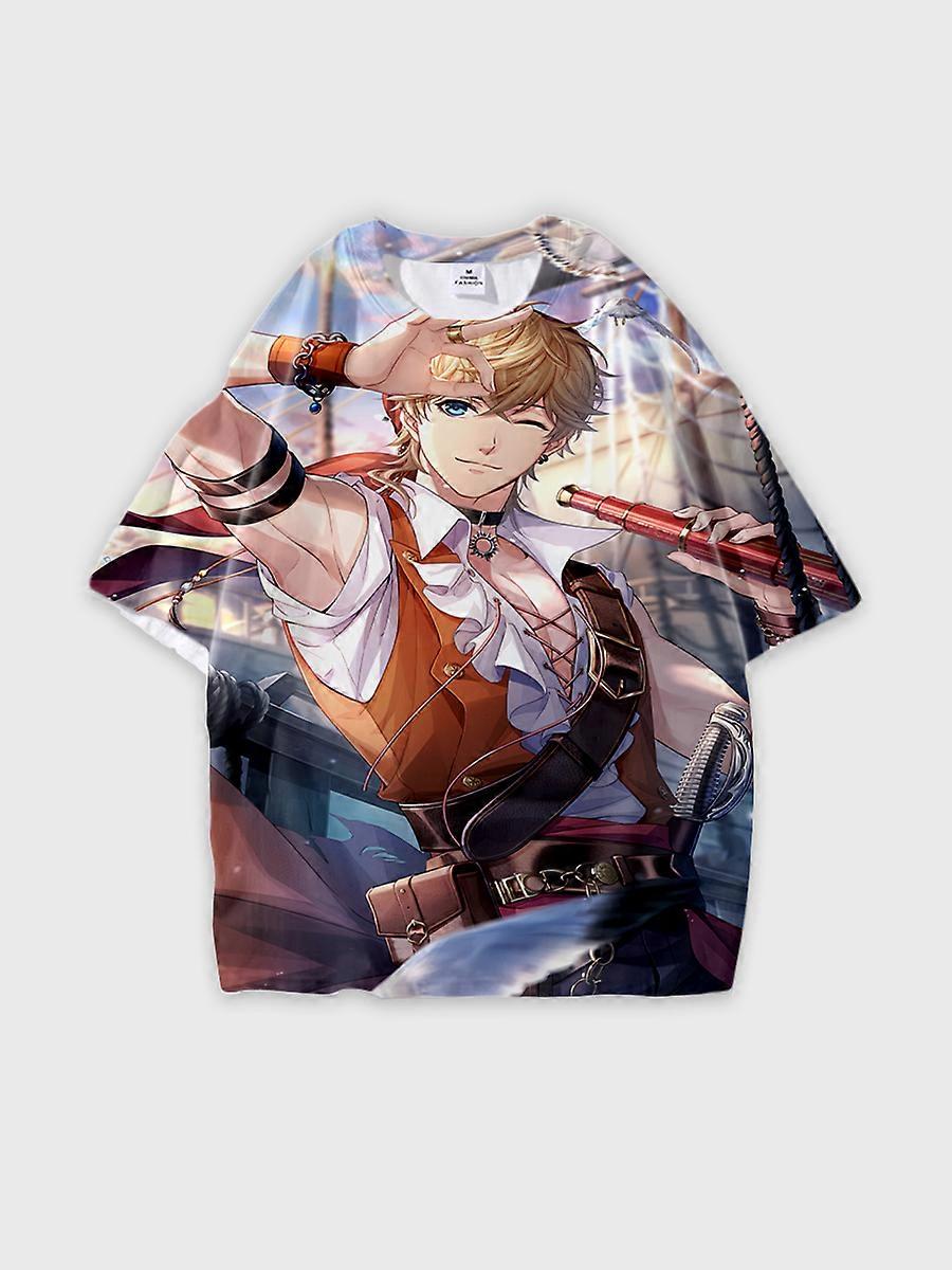 T-shirt round neck Role Pattern loose short sleeve E3231